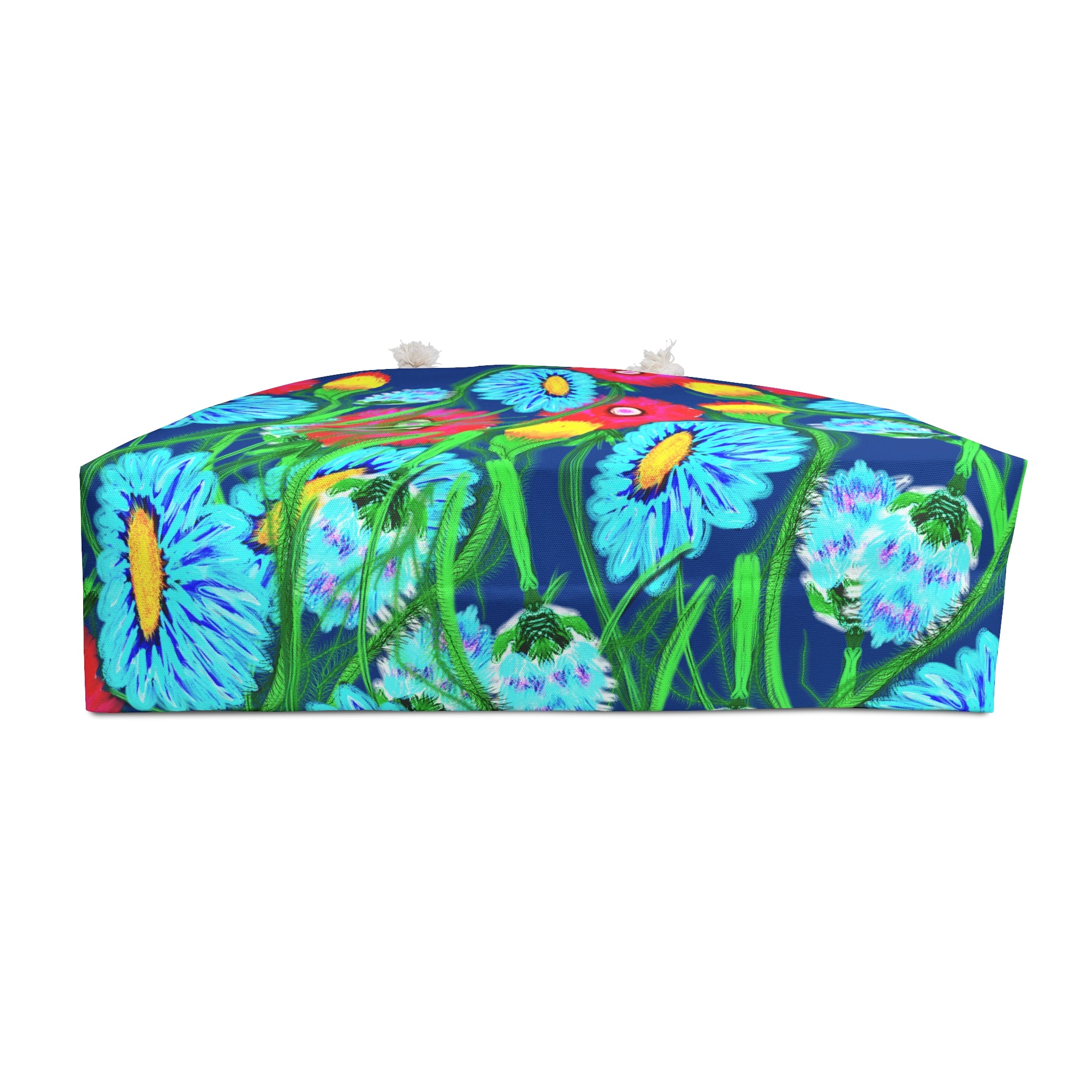 Floral Burst Weekender Bag – Bright Blue Poppy & Daisy Travel Tote
