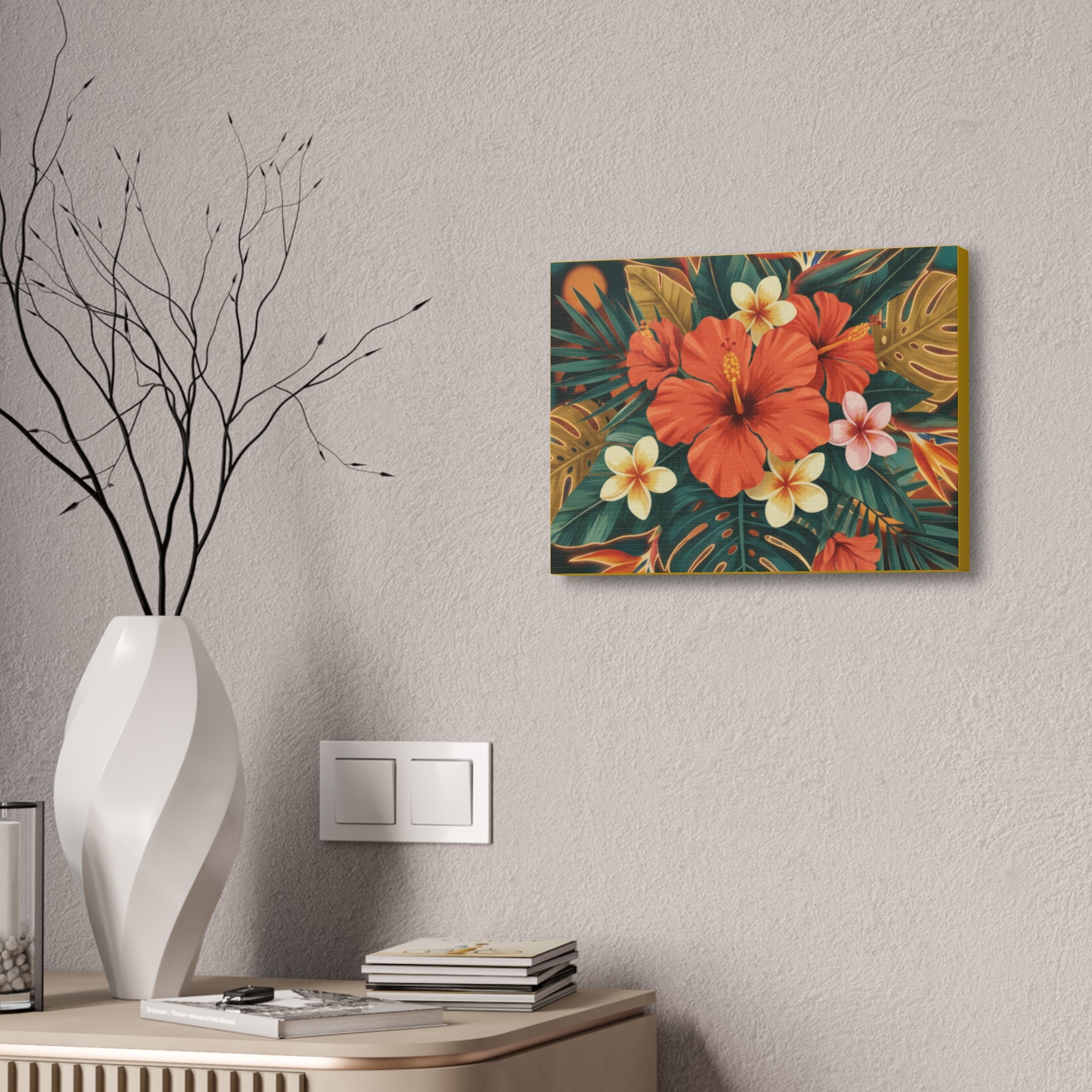 Tropical Hibiscus Canvas Wall Art — Vibrant Floral Stretched Canvas