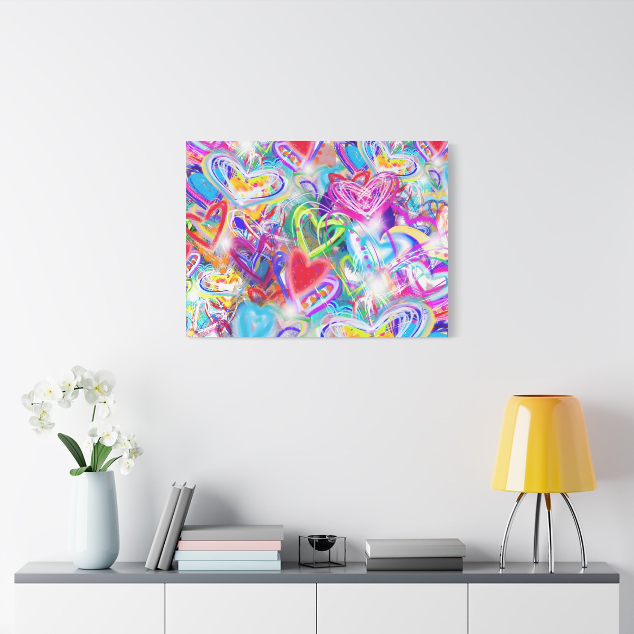 Colorful Heart Graffiti Matte Canvas