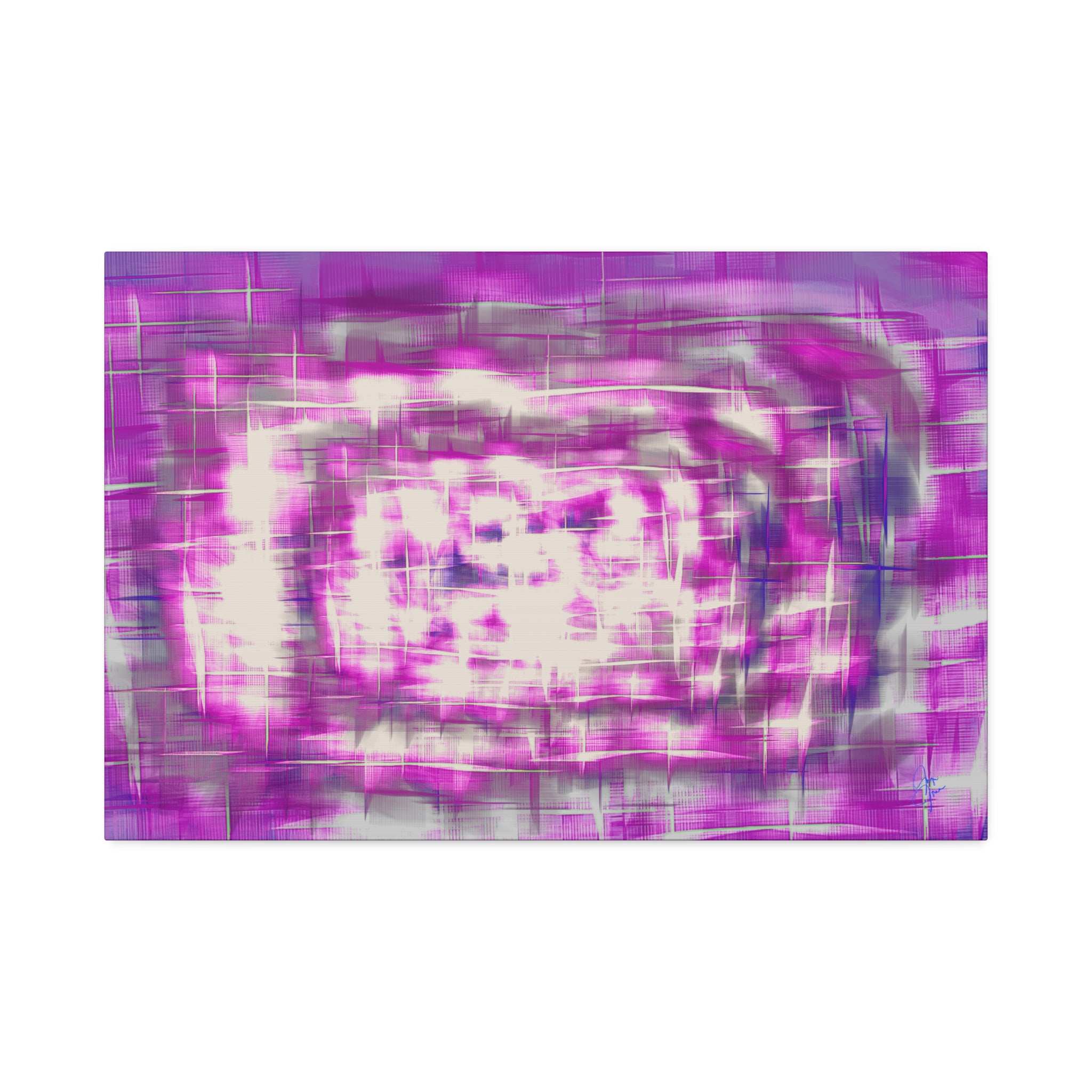 Purple Abstract Stretched Canvas Wall Art — Pink White Geometric Texture
