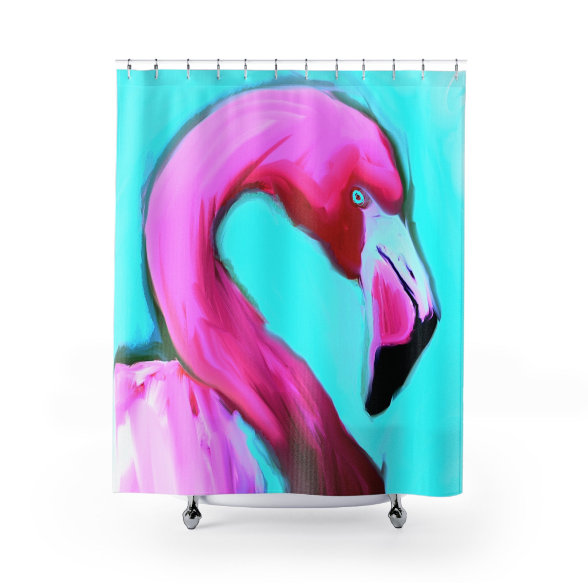 Flamingo Pop Shower Curtain — Bright Pink Tropical Bathroom Decor