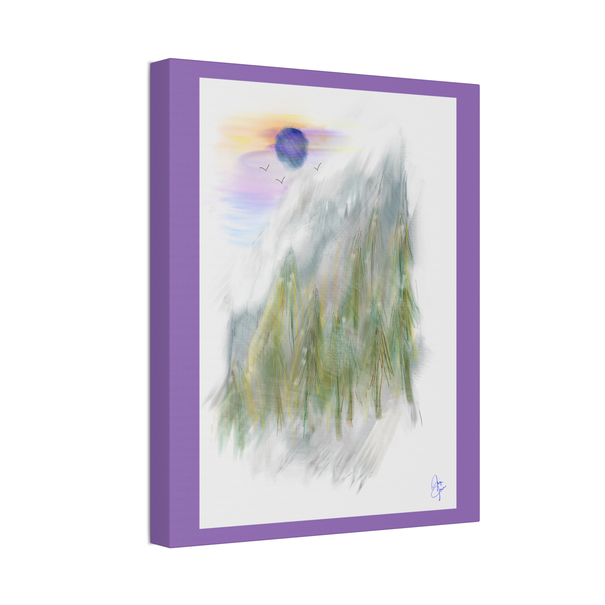 Mountain Mist Canvas Print — Green Stretched Wall Art