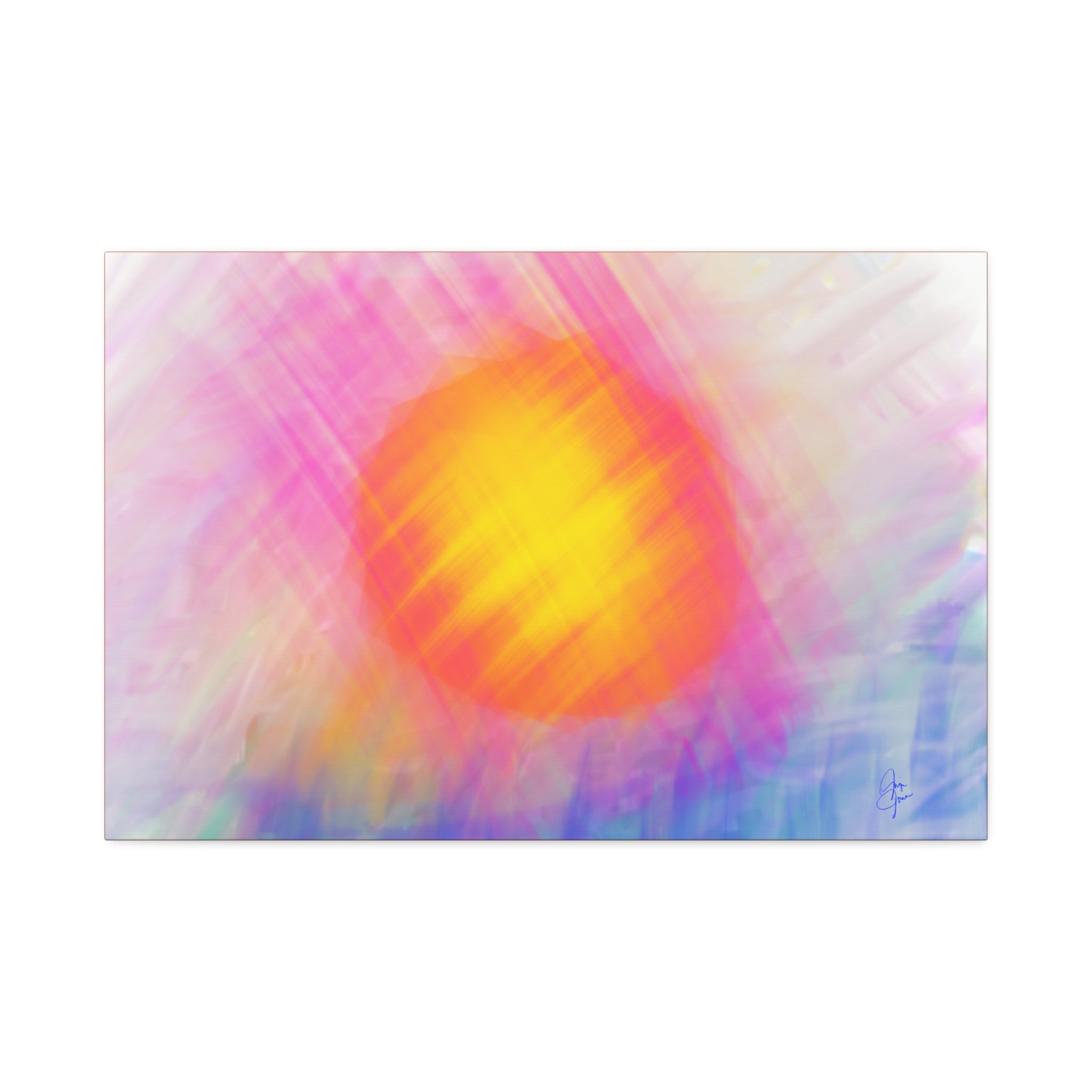 Abstract Sunrise Canvas Art - Vibrant Pink & Orange Sun Stretched Canvas