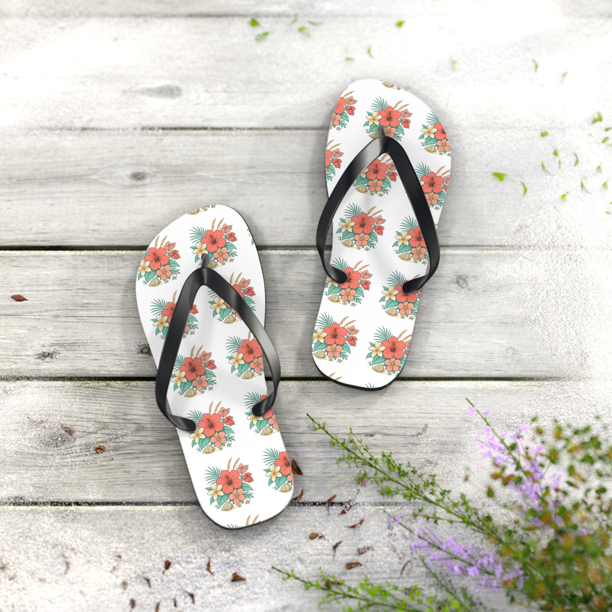 Tropical Hibiscus Flip Flops – Floral Beach Sandals