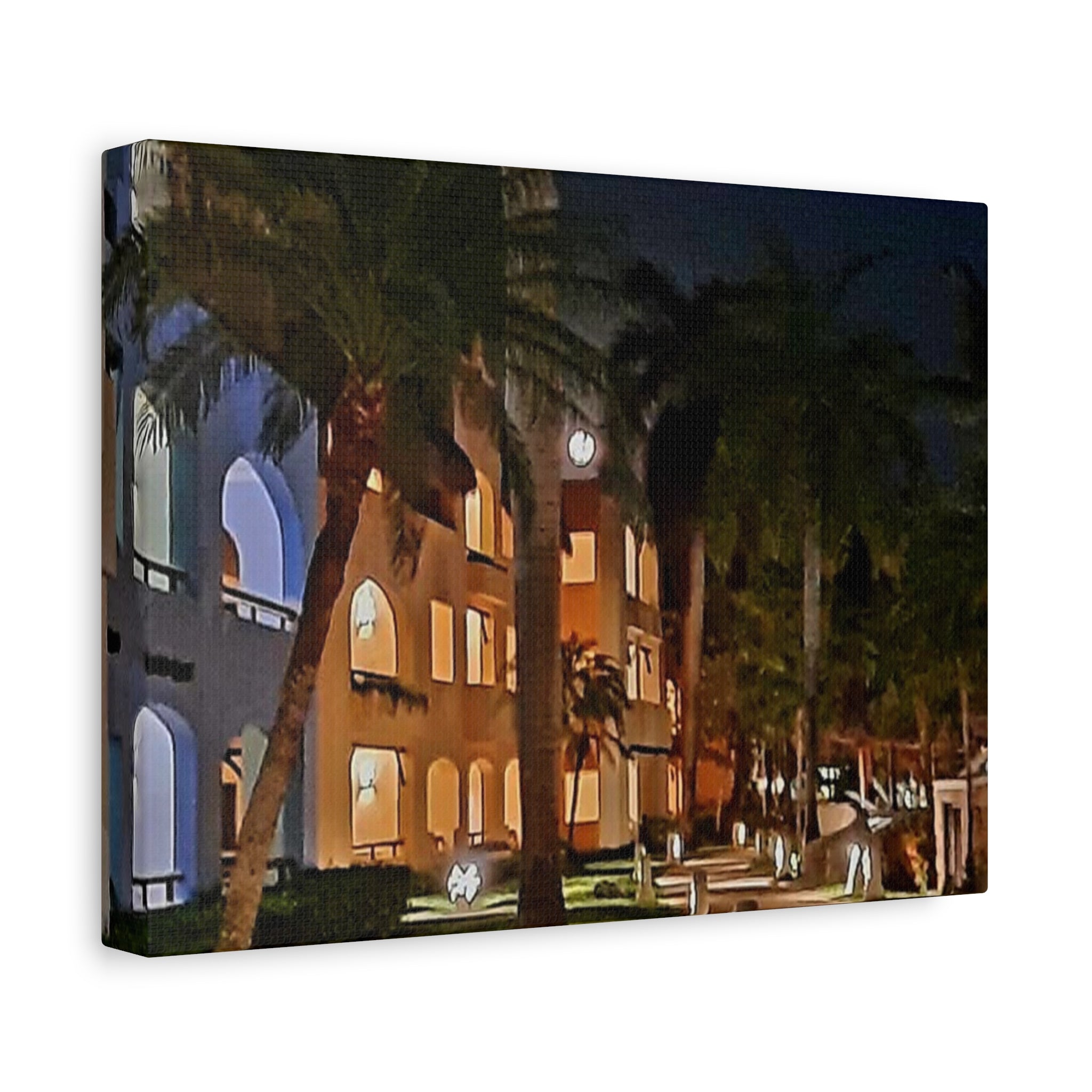 Tropical Night Hotel Matte Canvas Wall Art