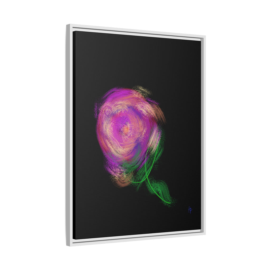Abstract Rose Swirl Matte Framed Canvas — Multicolor Floral Wall Art