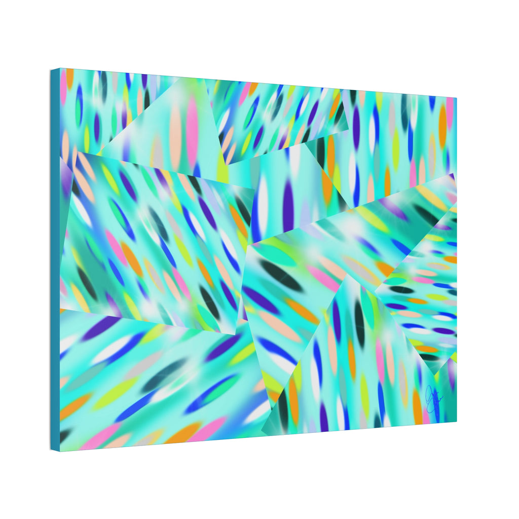 Abstract Aqua Canvas Print — Turquoise Geometric Art on Stretched 1.5" Canvas