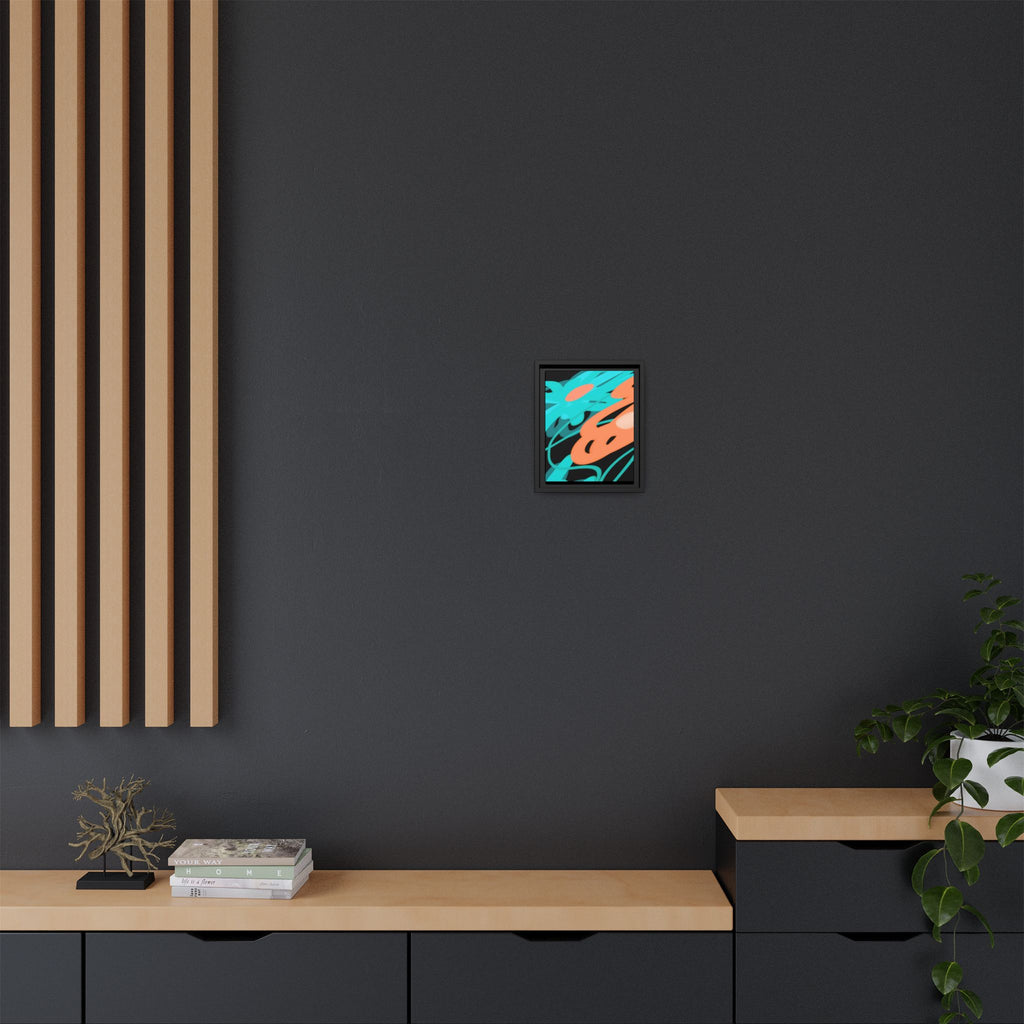 Abstract Teal & Coral Splash Framed Canvas