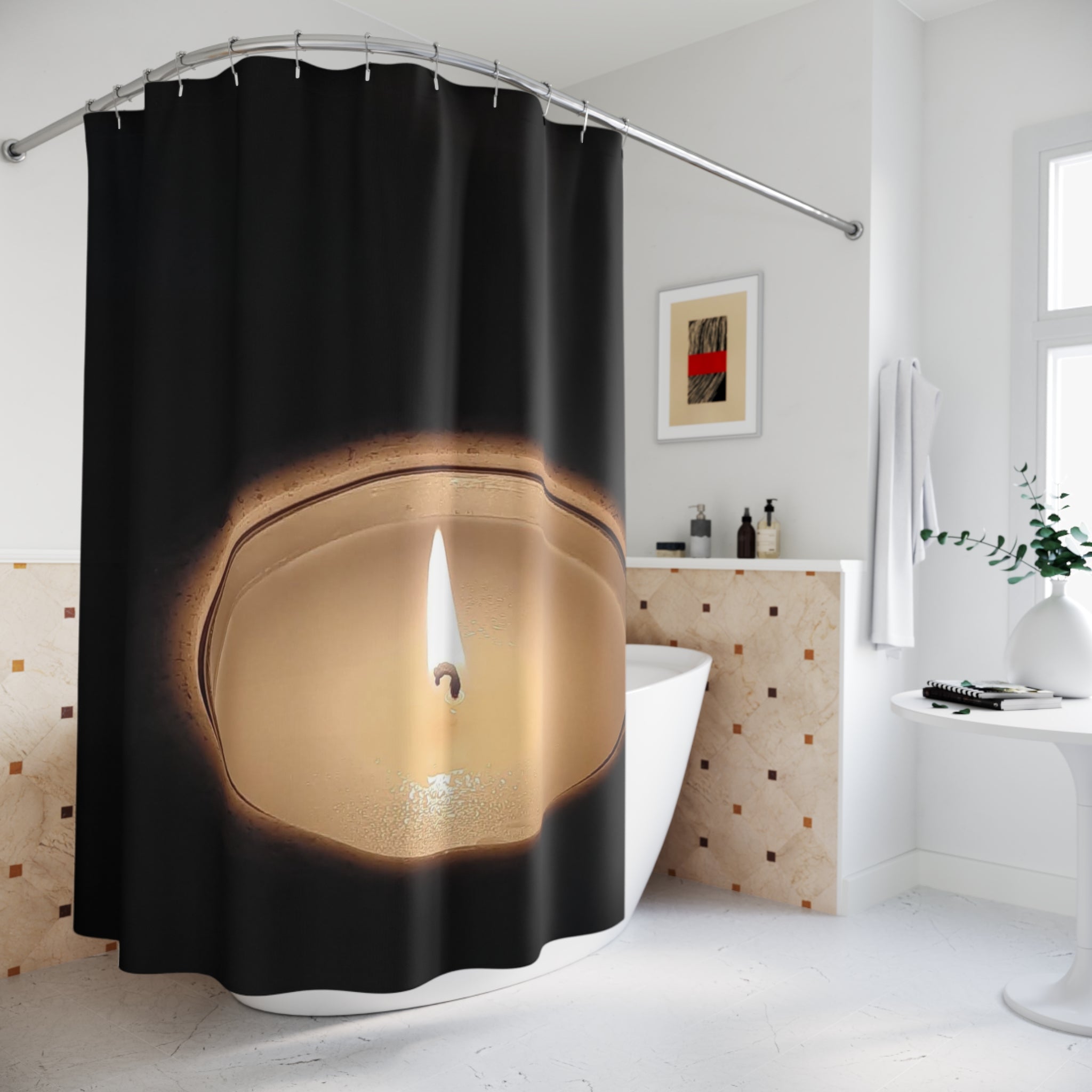 Elegant Candle-Themed Shower Curtain