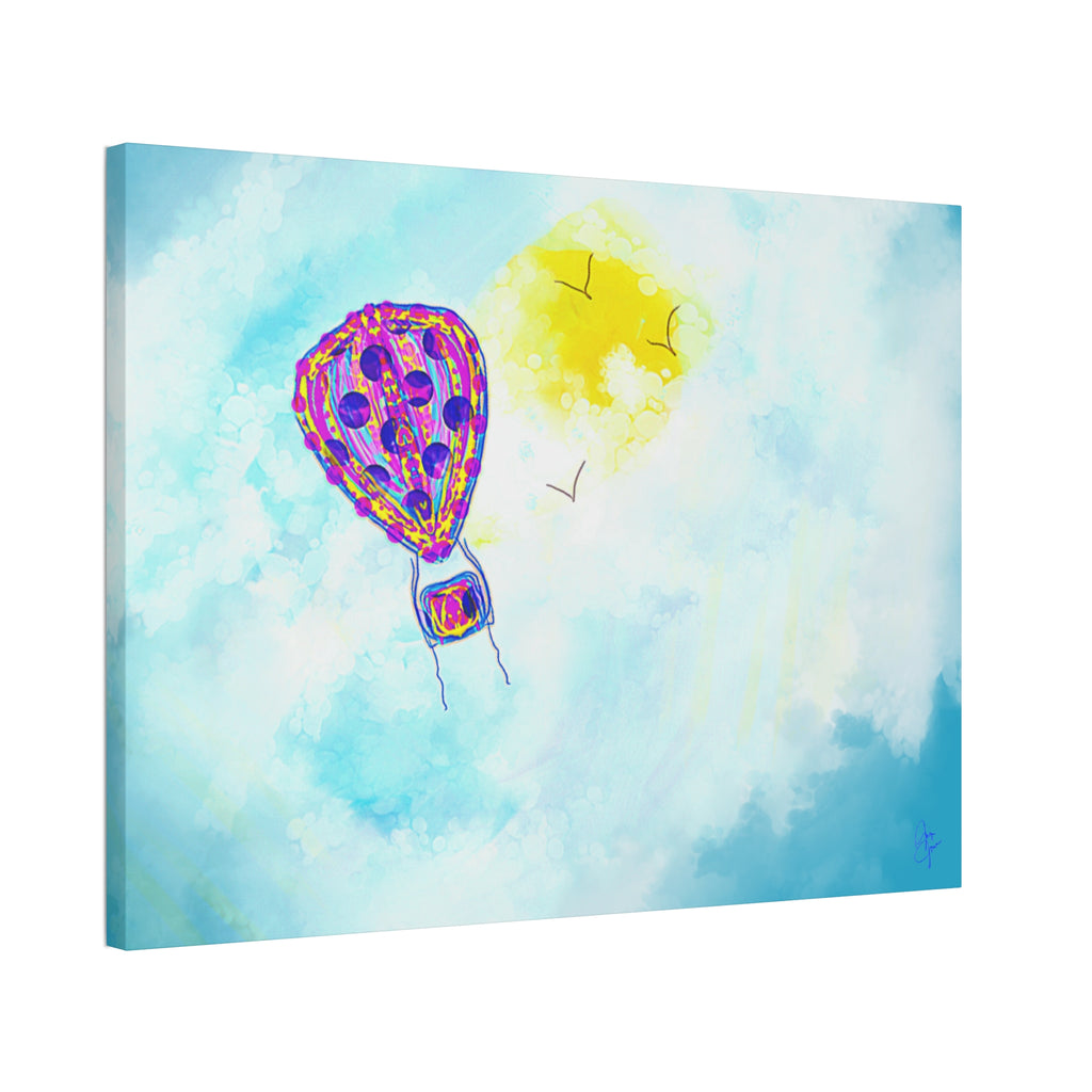 Hot Air Balloon Canvas Art – Whimsical Sunshine Nursery Wall Décor (Stretched Canvas)