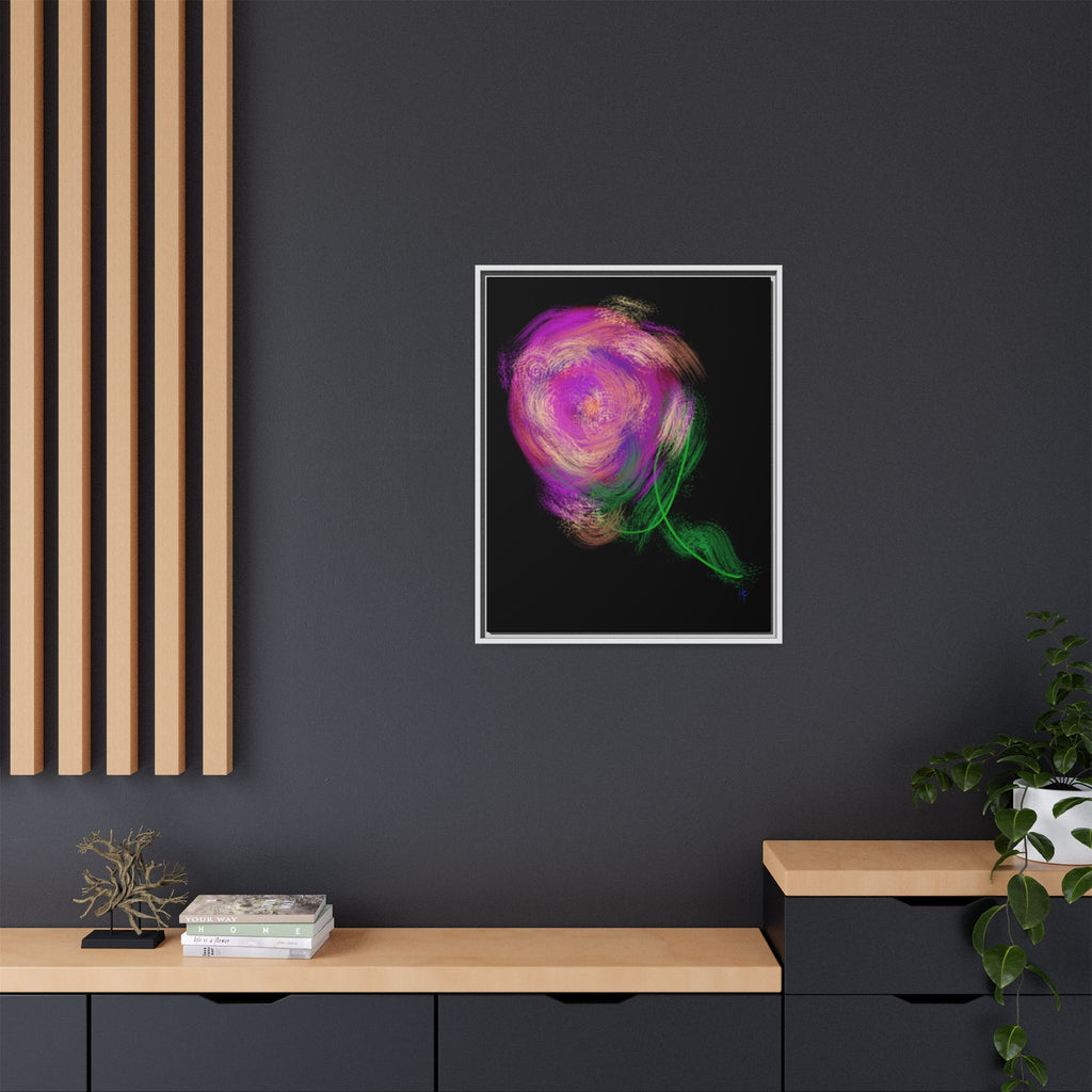 Abstract Rose Swirl Matte Framed Canvas — Multicolor Floral Wall Art