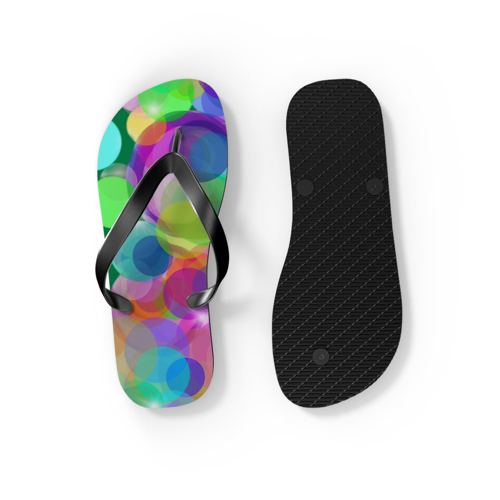 Flip Flops — Colorful Bokeh Circle Pattern Summer Sandals