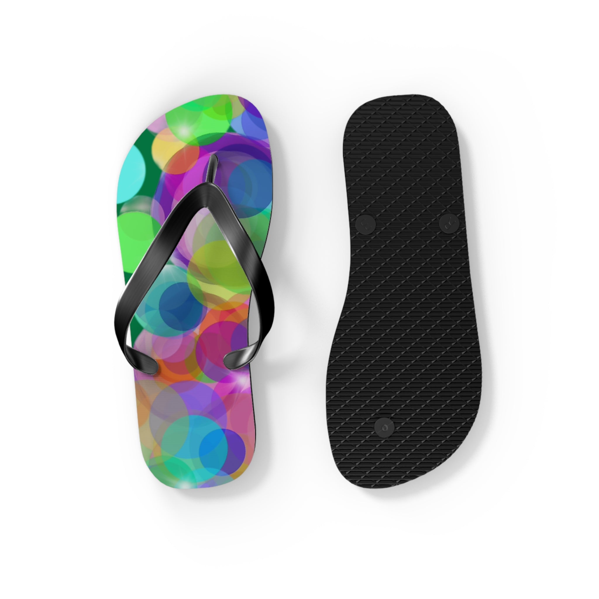 Flip Flops — Colorful Bokeh Circle Pattern Summer Sandals