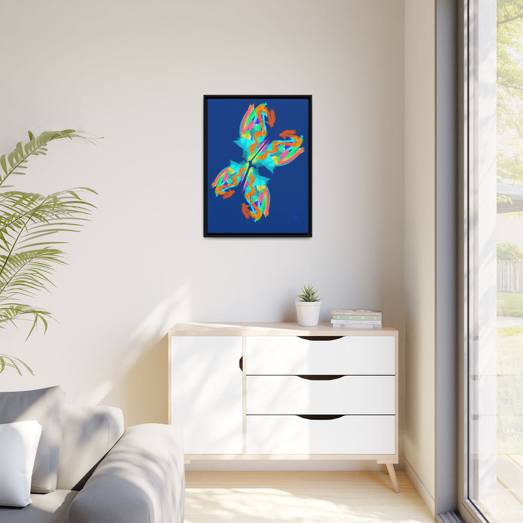 Framed Matte Canvas — Neon Abstract Butterfly Wall Art
