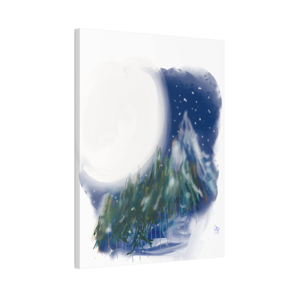Moonlit Pine Forest Canvas Print — Stretched 1.5"