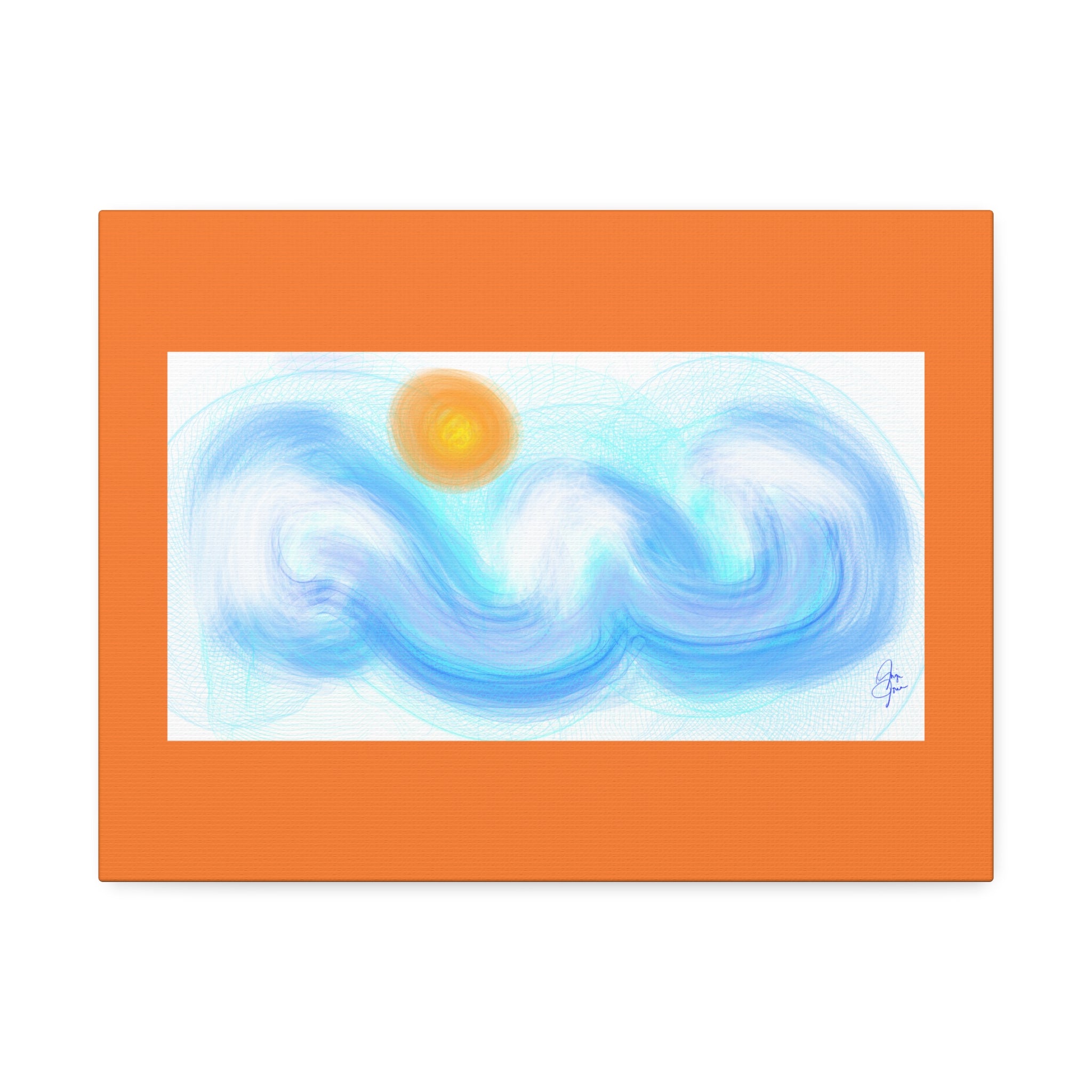 Abstract Ocean Wave Canvas — Turquoise Stretched Wall Art