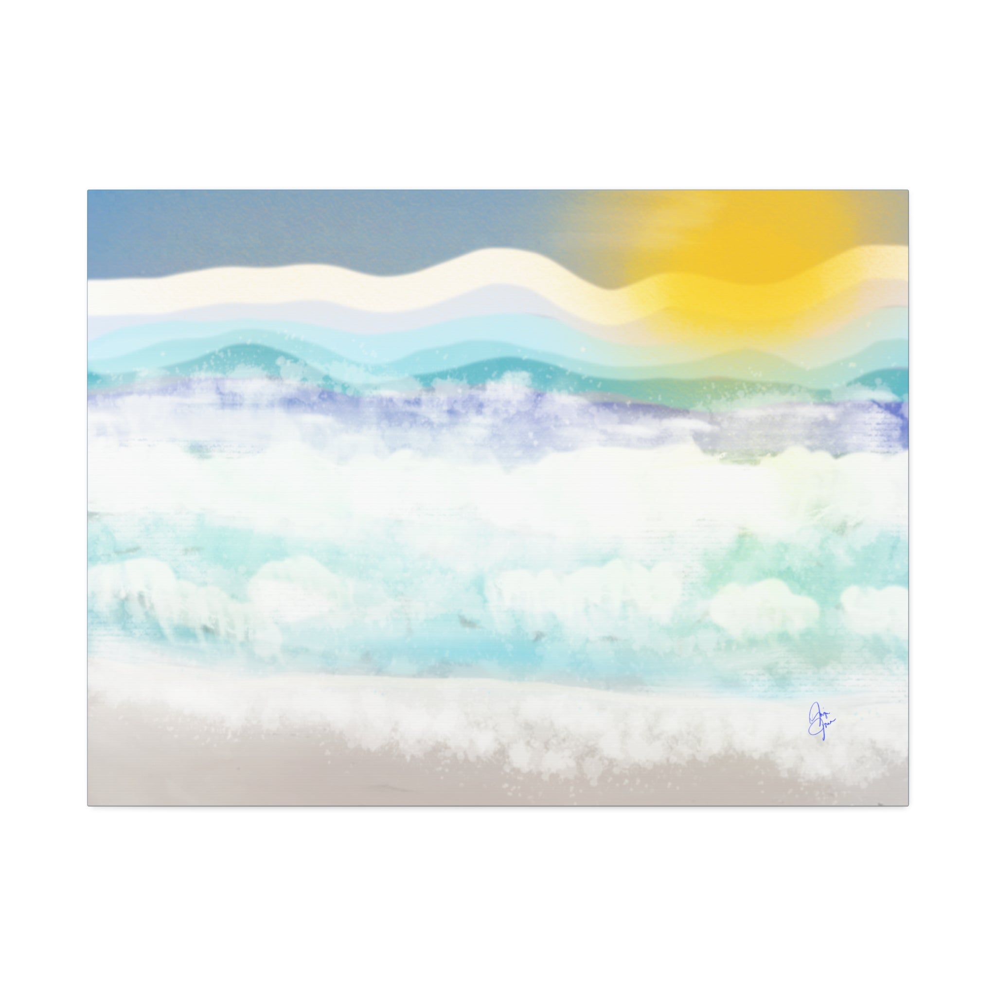 Serene Coastal Watercolor Canvas Print — Stretched 1.5"