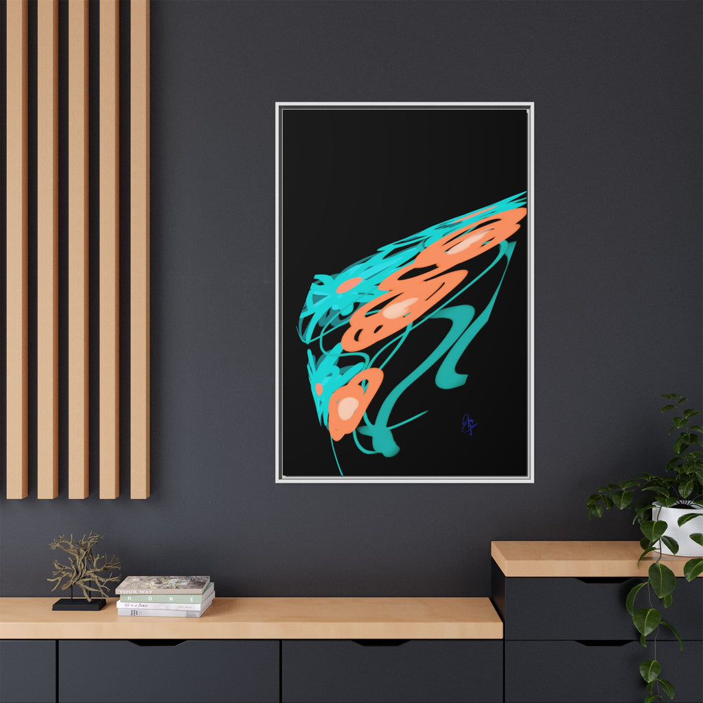 Abstract Teal & Coral Splash Framed Canvas
