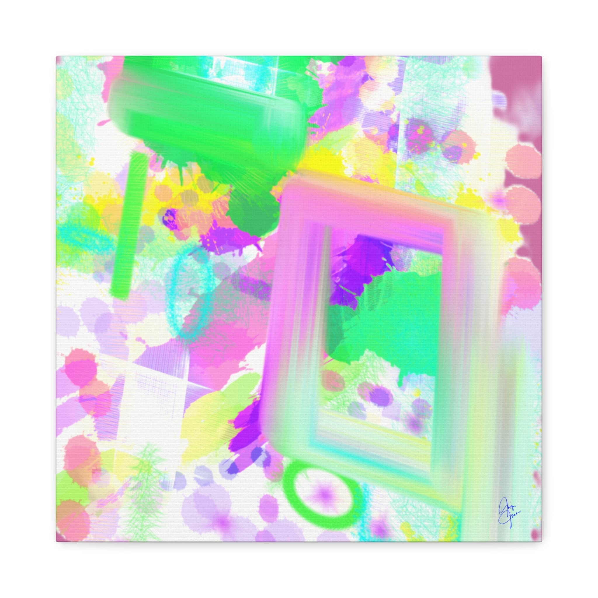 Abstract Pastel Splash Canvas Print — Bright Neon Frame Wall Art