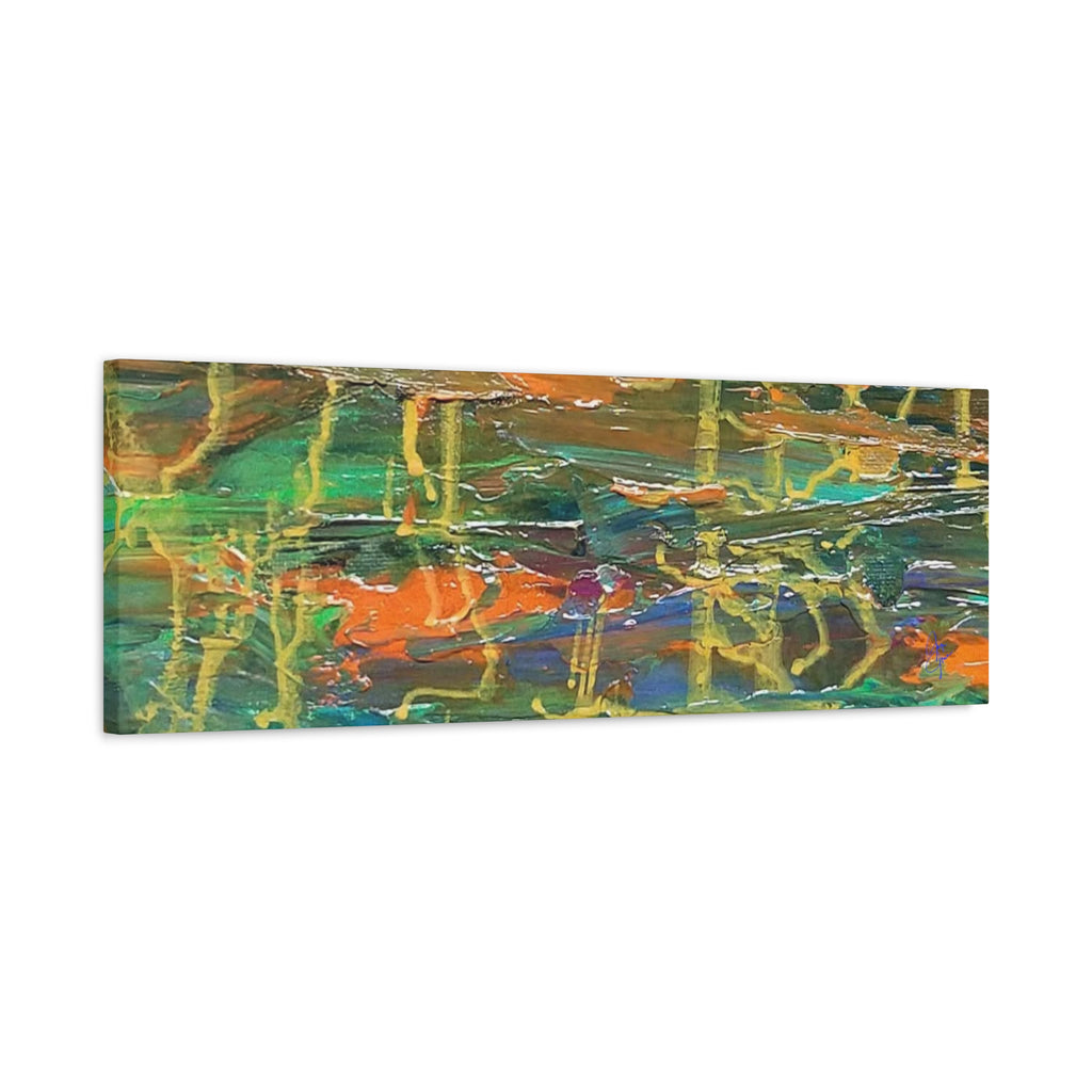 Abstract Green & Orange Matte Canvas Wall Art - Stretched 1.25"