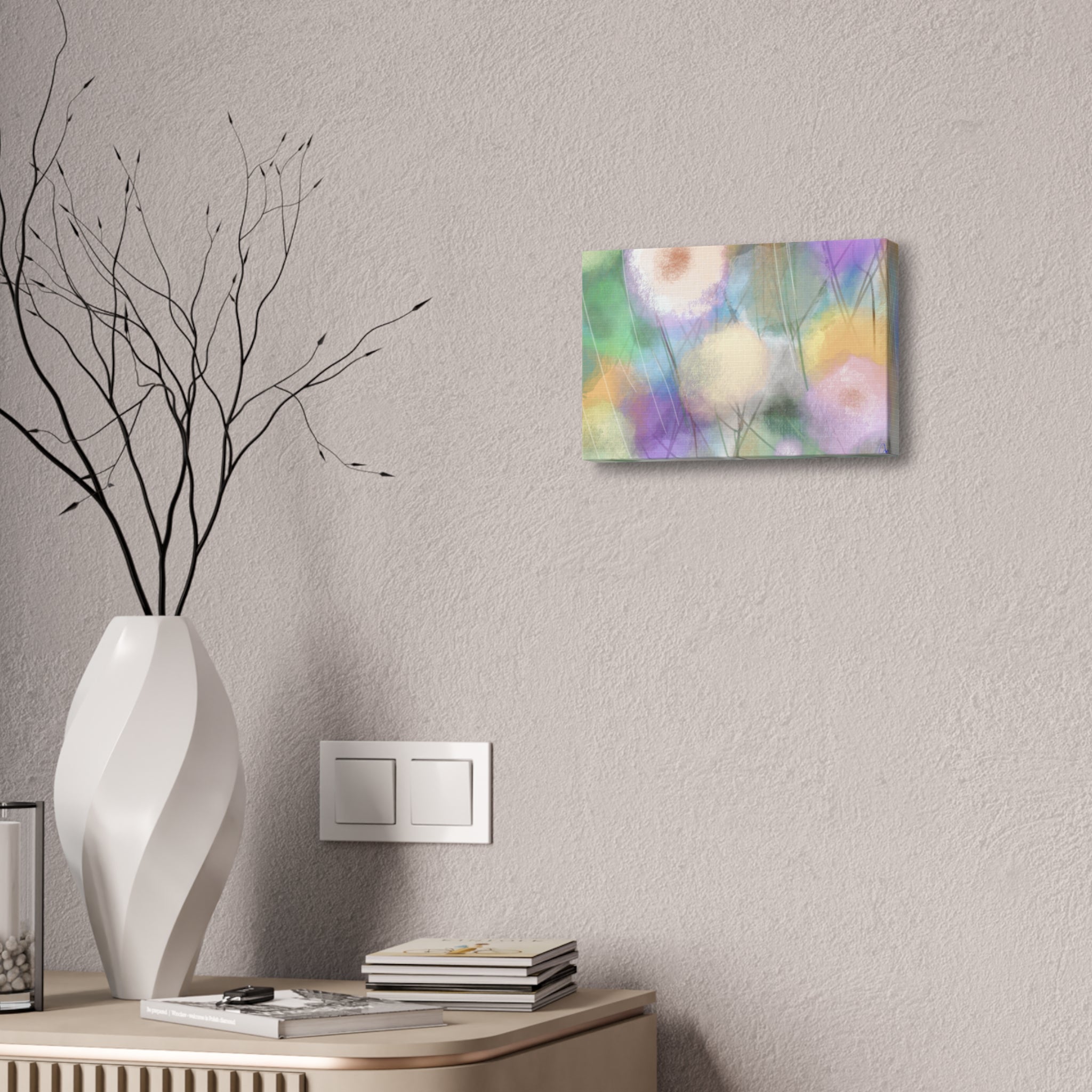 Floral Pastel Canvas Print — Dreamy Watercolor Dandelion Wall Art (1.5" Stretched)