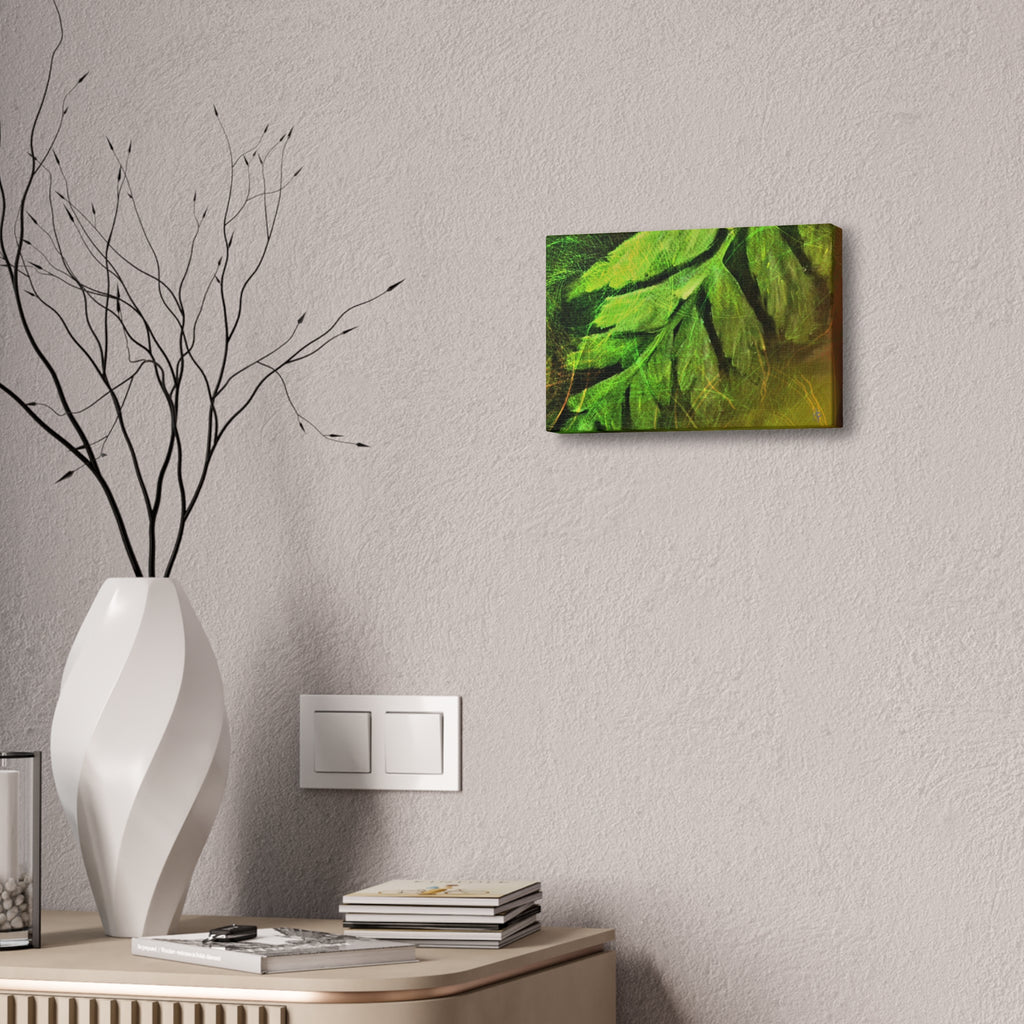 Botanical Leaf Art Canvas — Green Fern Stretched Canvas (1.5" Depth)