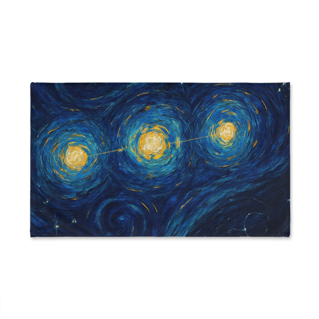 Starry Constellation Hand Towel — Van Gogh Style Swirling Night Sky