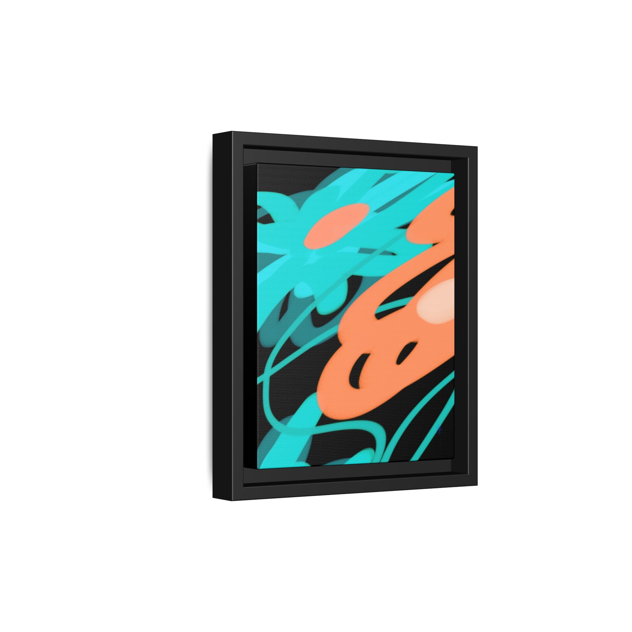 Abstract Teal & Coral Splash Framed Canvas