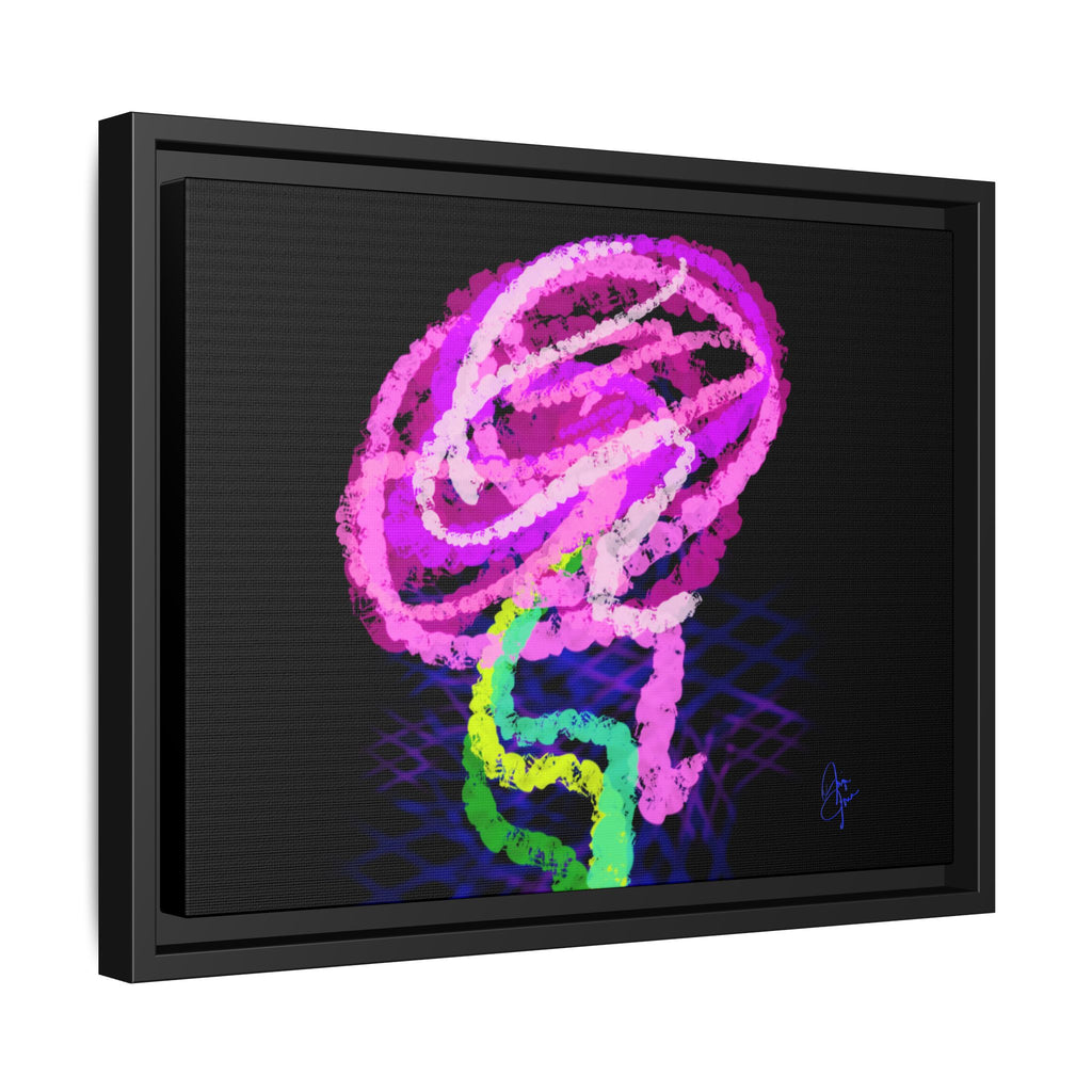 Framed Matte Canvas - Neon Rose Abstract Wall Art