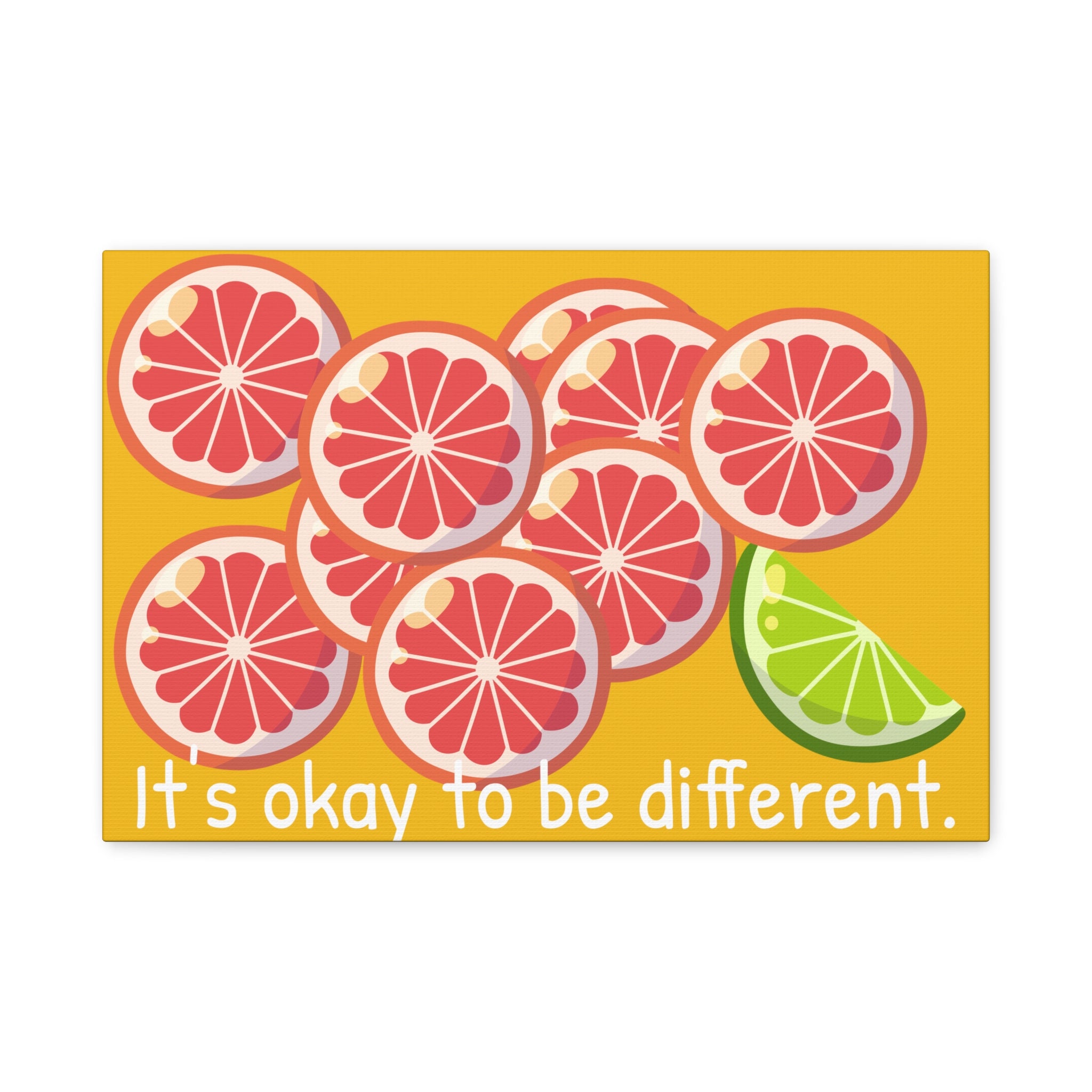 Canvas Wall Art — "It’s Okay to Be Different" Grapefruit & Lime Inspirational Print