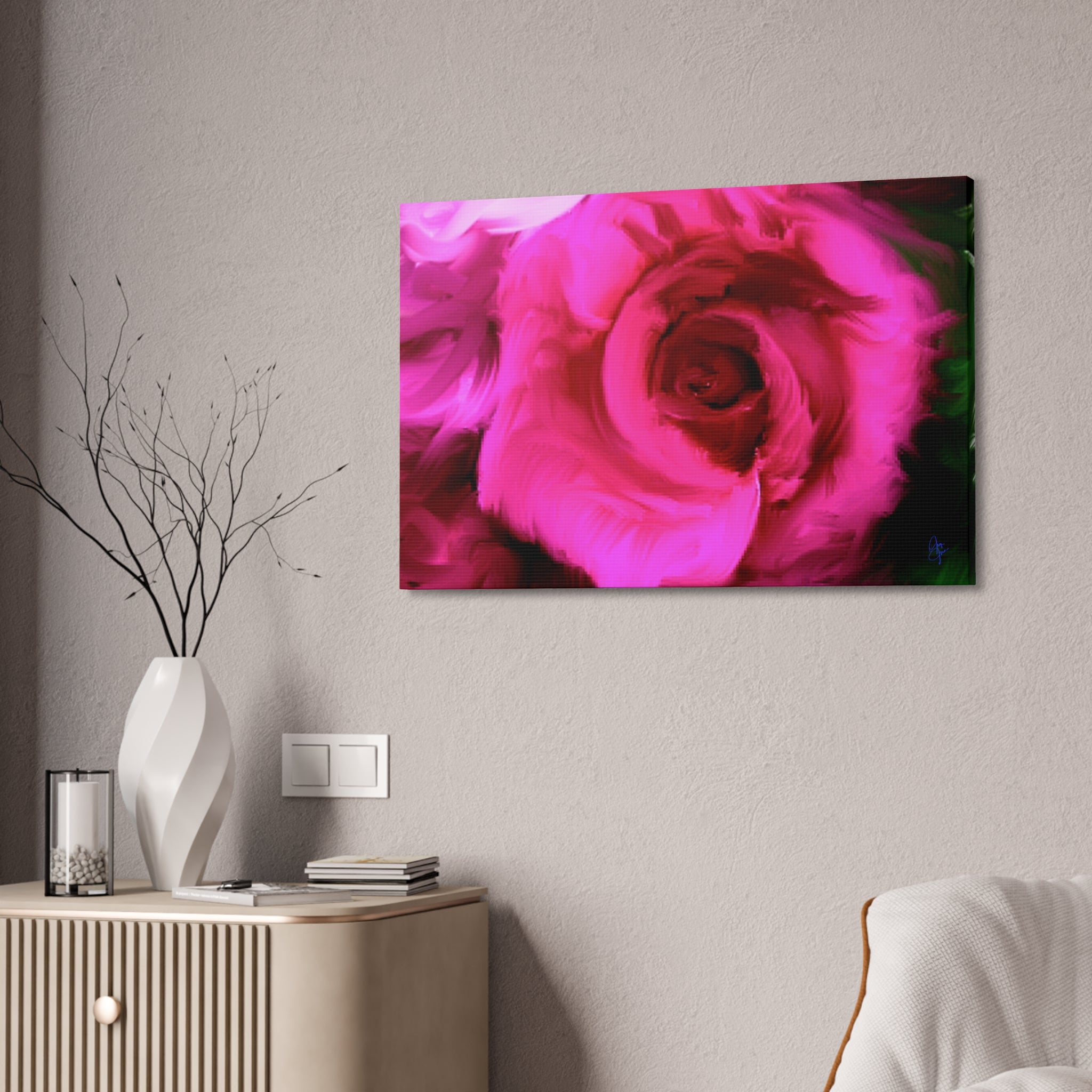 Pink Rose Abstract Canvas Print — Stretched 1.5" Wall Art