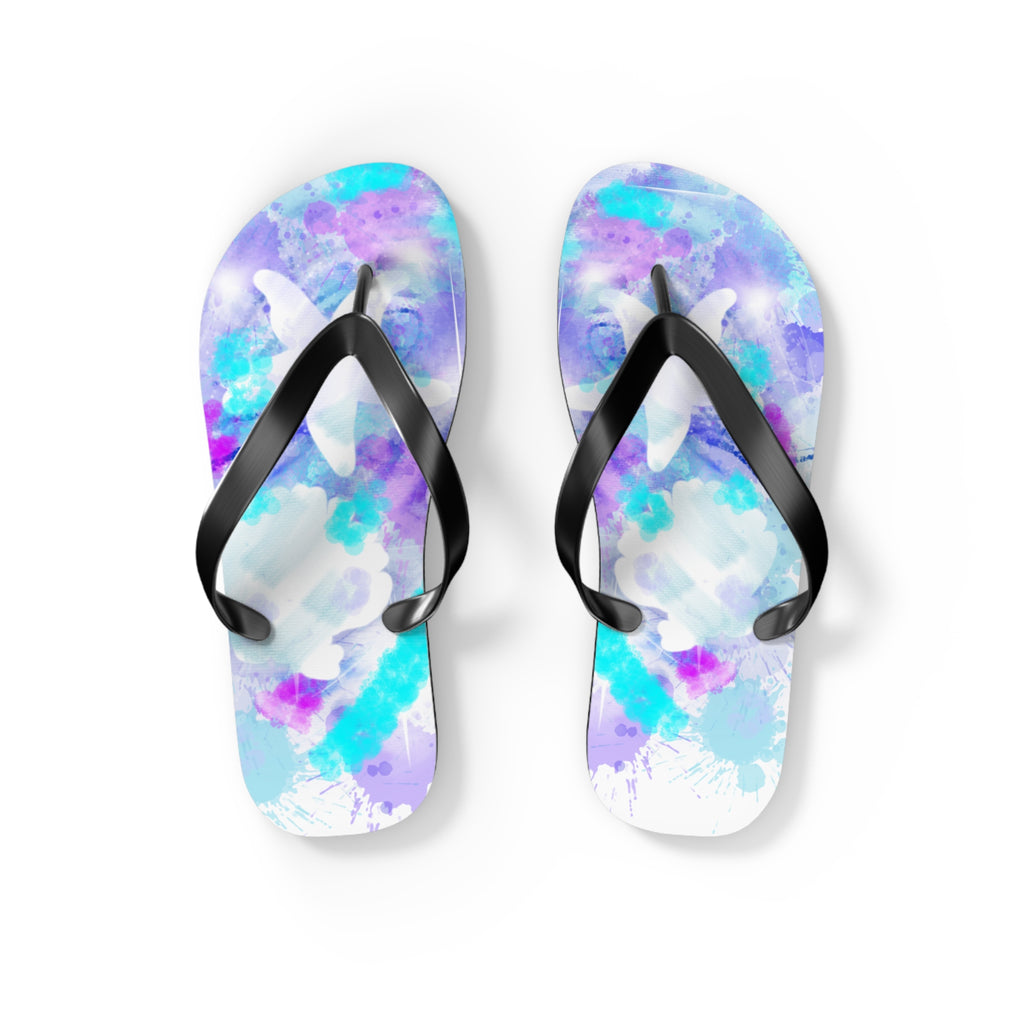 Watercolor Tie-Dye Flip Flops — Turquoise & Purple Beach Sandals