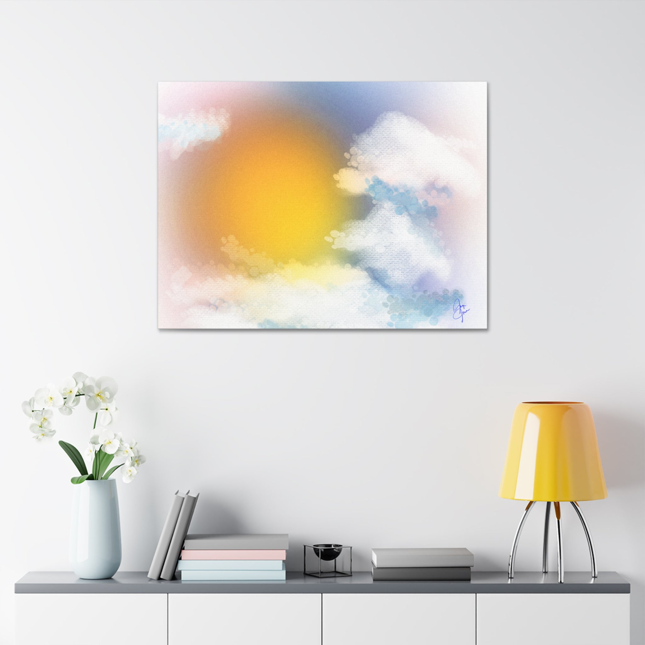 Sunrise Sky Canvas Print — Soft Cloud Wall Art, Serene Morning Decor