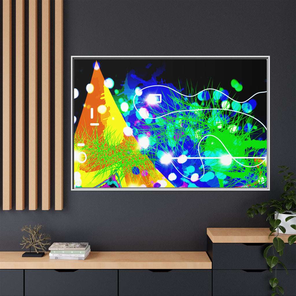 Abstract Neon Wave Matte Canvas Framed Art