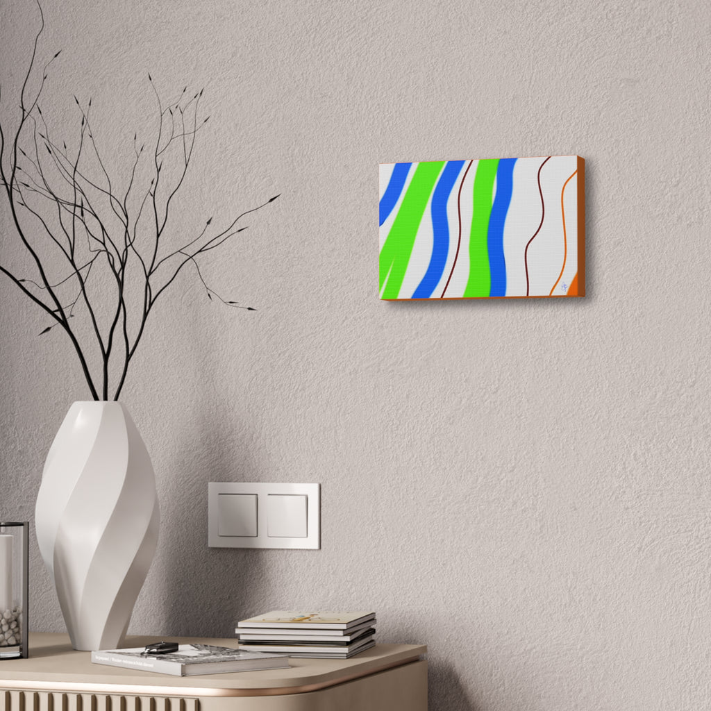Abstract Wavy Stripes Canvas Print — Colorful Blue, Green & Orange Wall Art