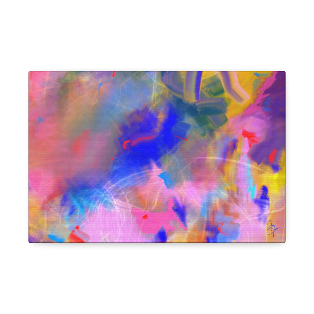 Abstract Color Burst Canvas – Vibrant Pink & Blue Stretched Wall Art