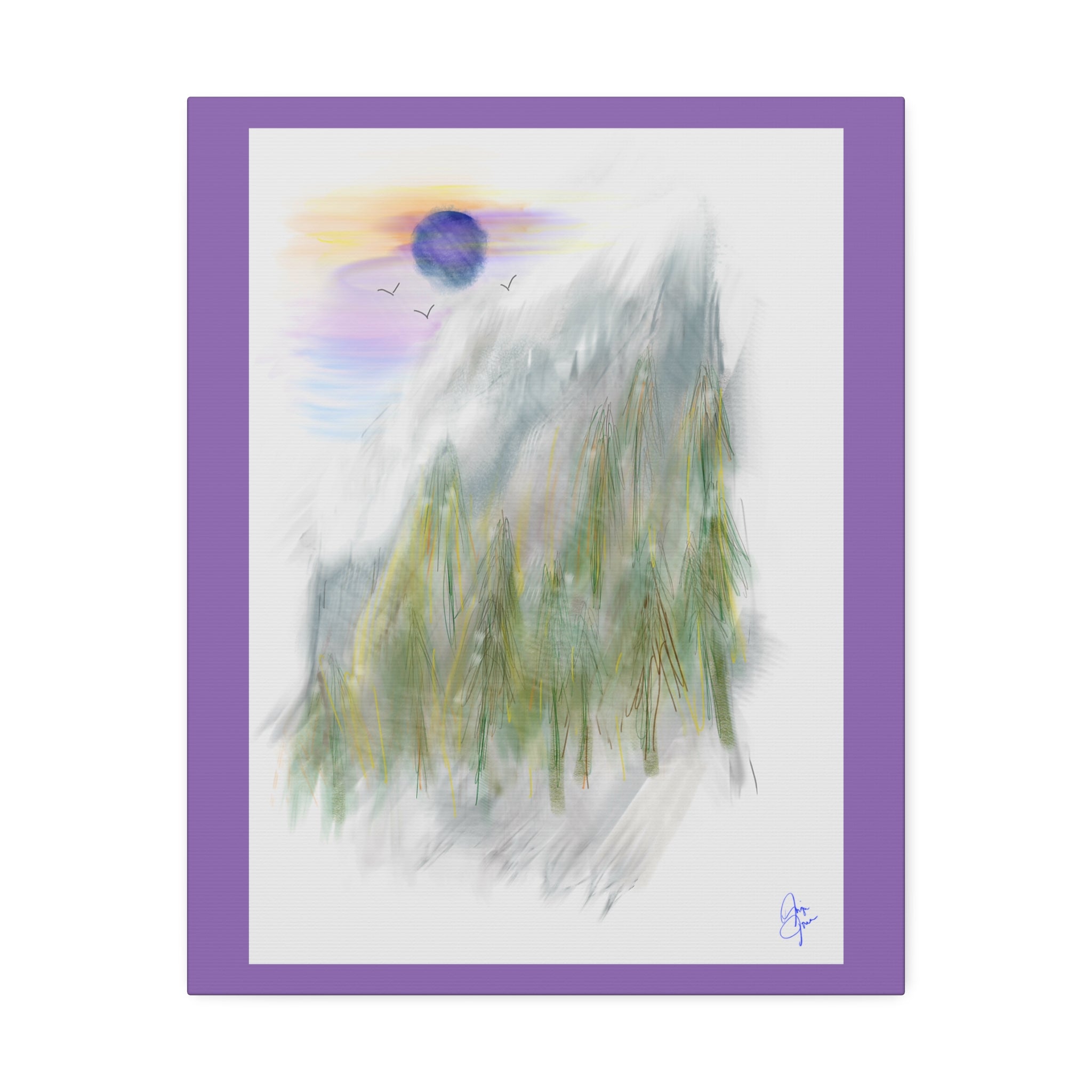 Mountain Mist Canvas Print — Green Stretched Wall Art