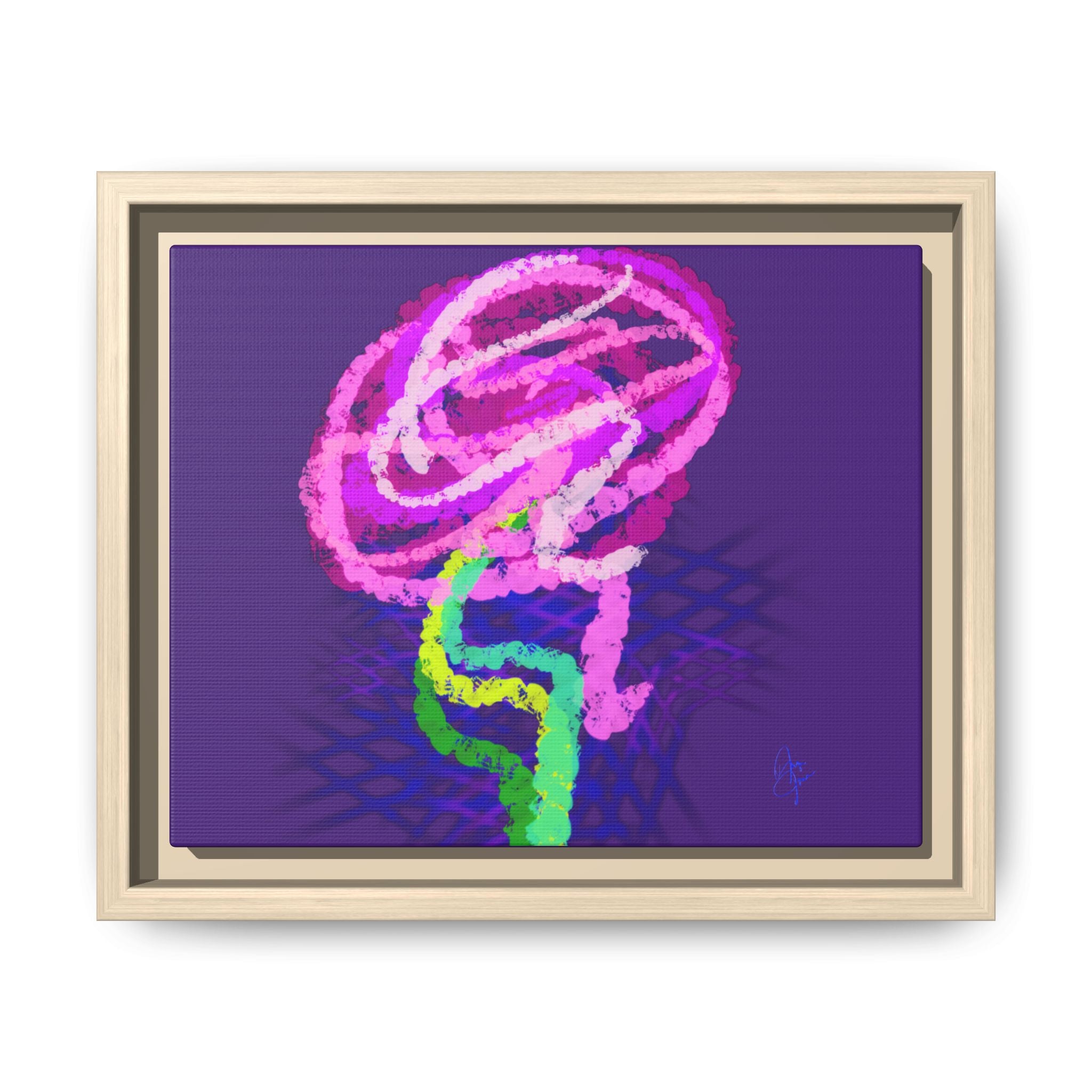 Framed Matte Canvas - Neon Rose Abstract Wall Art