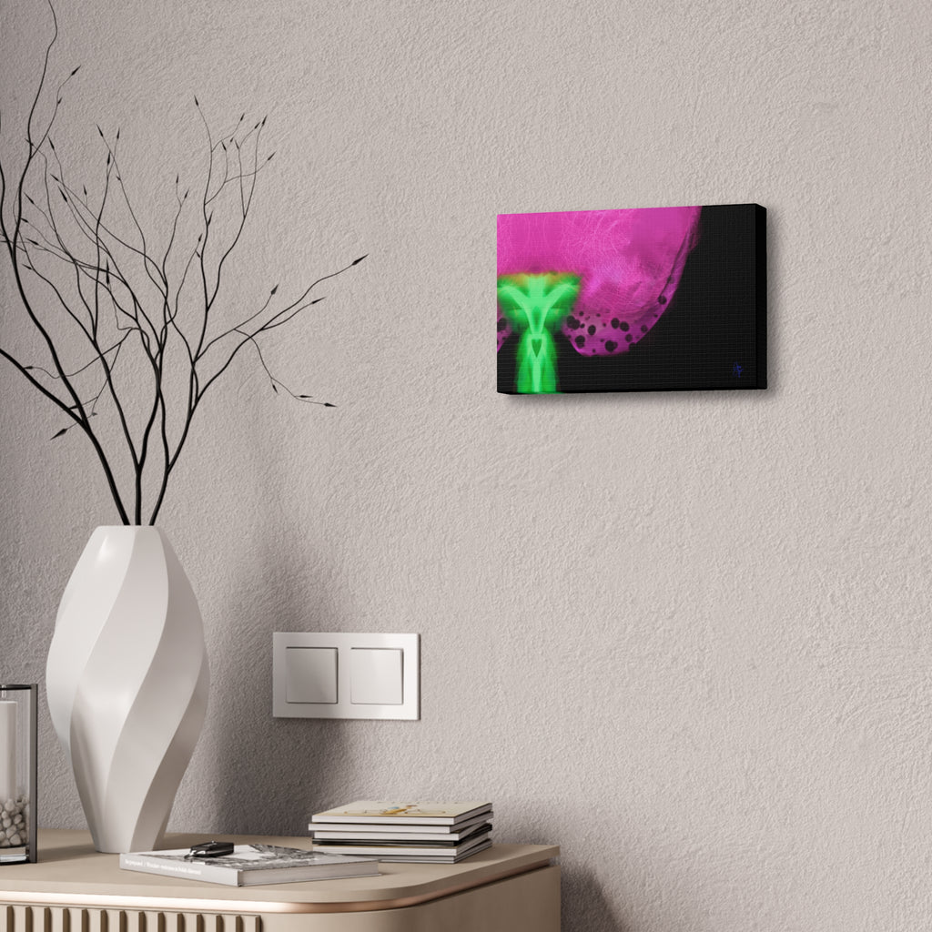Neon Bloom Abstract Canvas Print — Pink & Green Modern Wall Art
