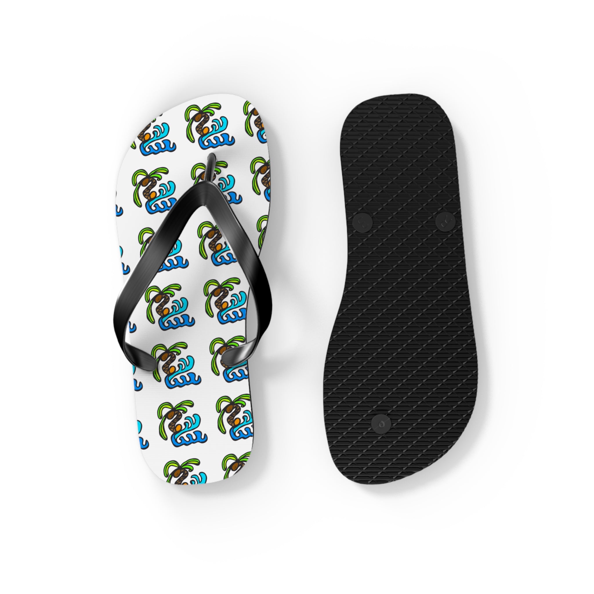 Flip Flops — Tropical Palm Tree Pattern Beach Sandals