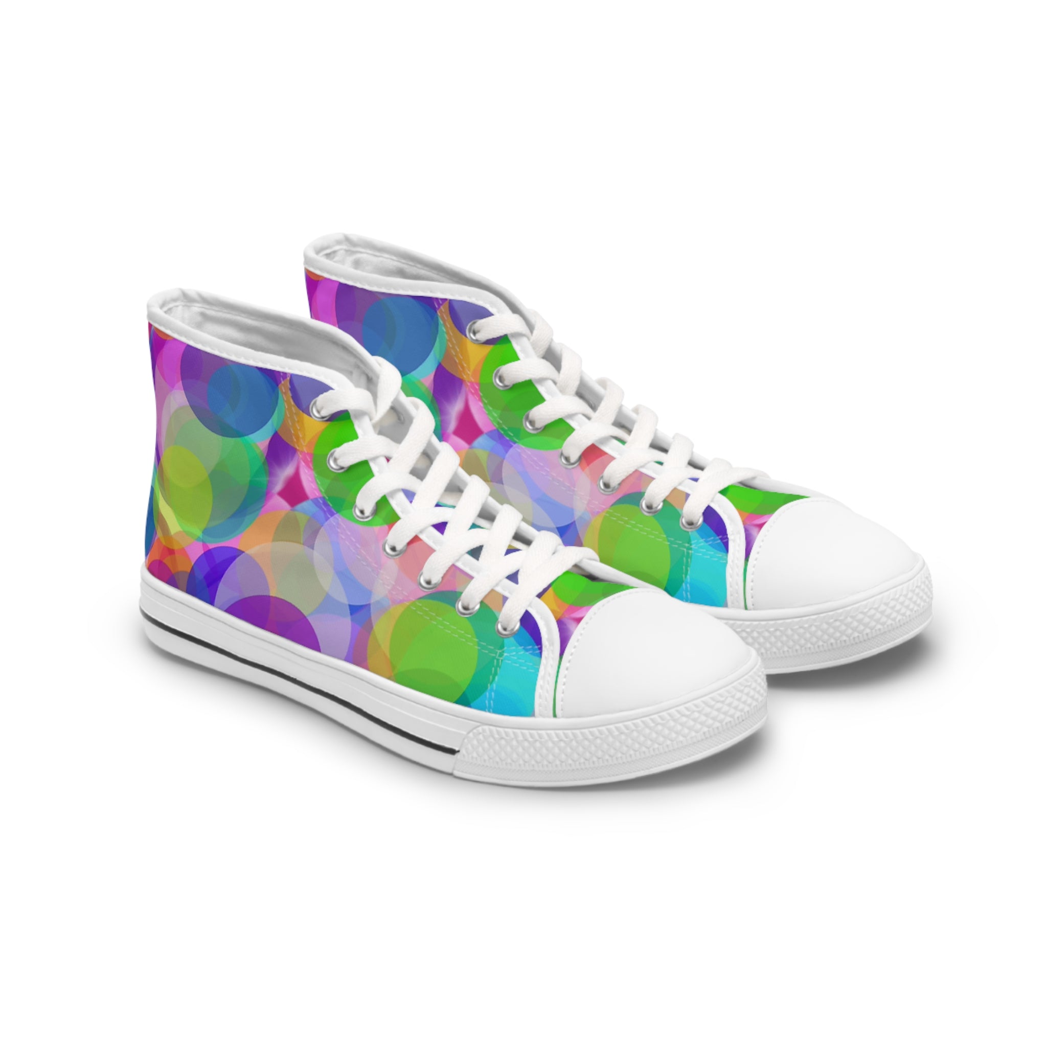 Women's High Top Sneakers — Colorful Bokeh Bubble Pattern
