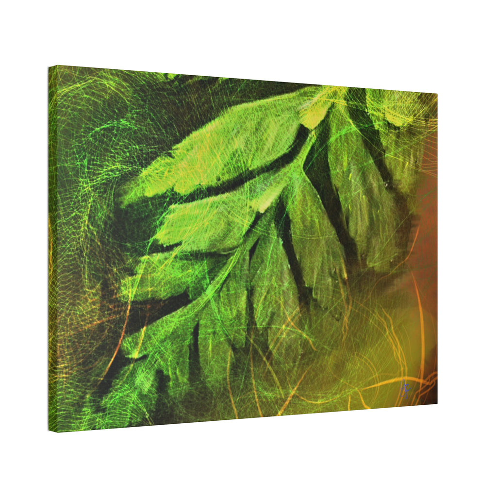 Botanical Leaf Art Canvas — Green Fern Stretched Canvas (1.5" Depth)