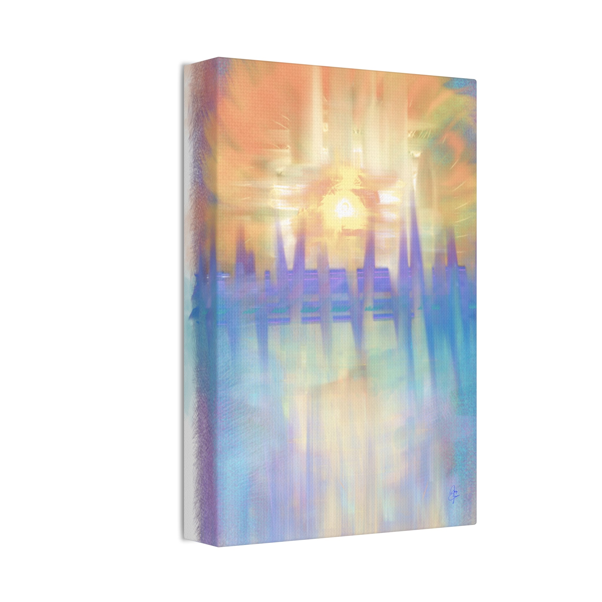 Sunrise Dreamscape Canvas Wall Art — Pastel Abstract Stretched Canvas (1.5")