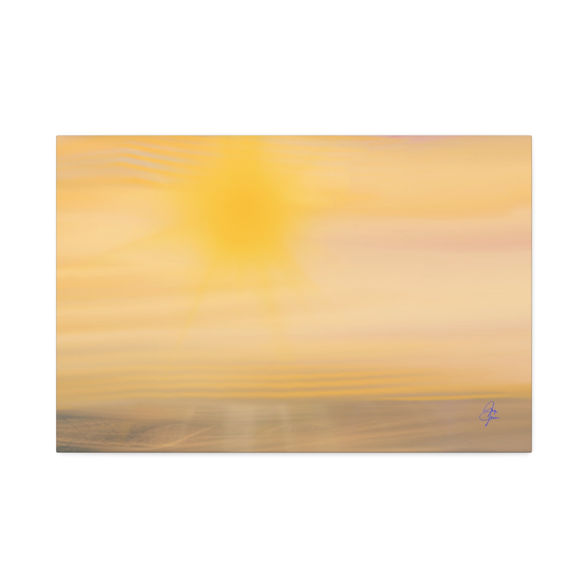 Golden Sunrise Canvas Wall Art – Tranquil Coastal Landscape, Stretched 1.5"