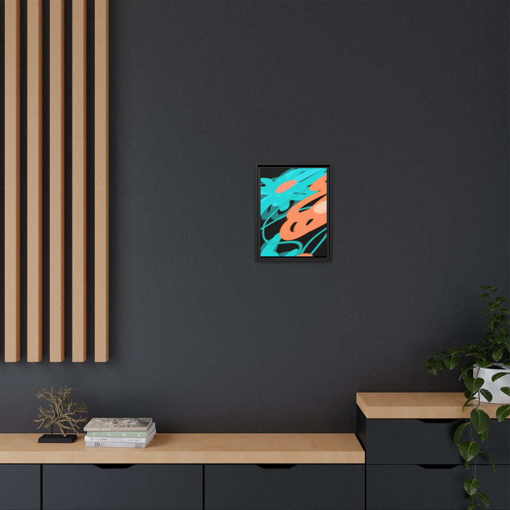 Abstract Teal & Coral Splash Framed Canvas