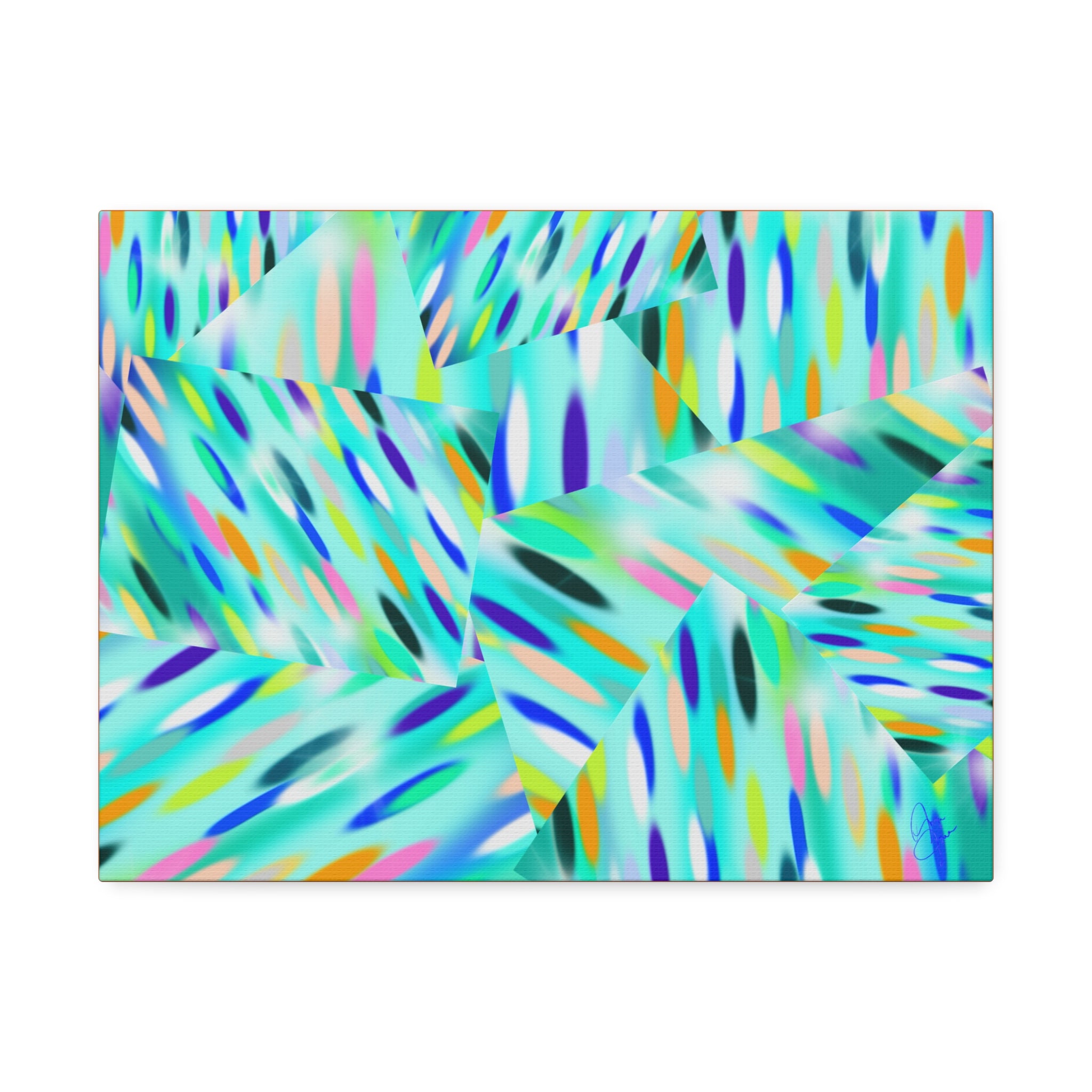 Abstract Aqua Canvas Print — Turquoise Geometric Art on Stretched 1.5" Canvas