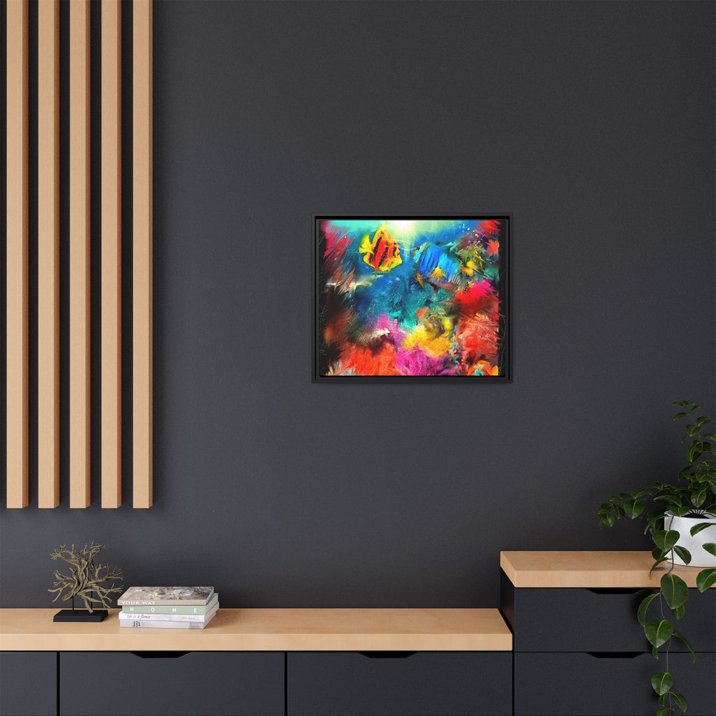 Framed Abstract Color Explosion Canvas — Vibrant Multi‑Color Wall Art