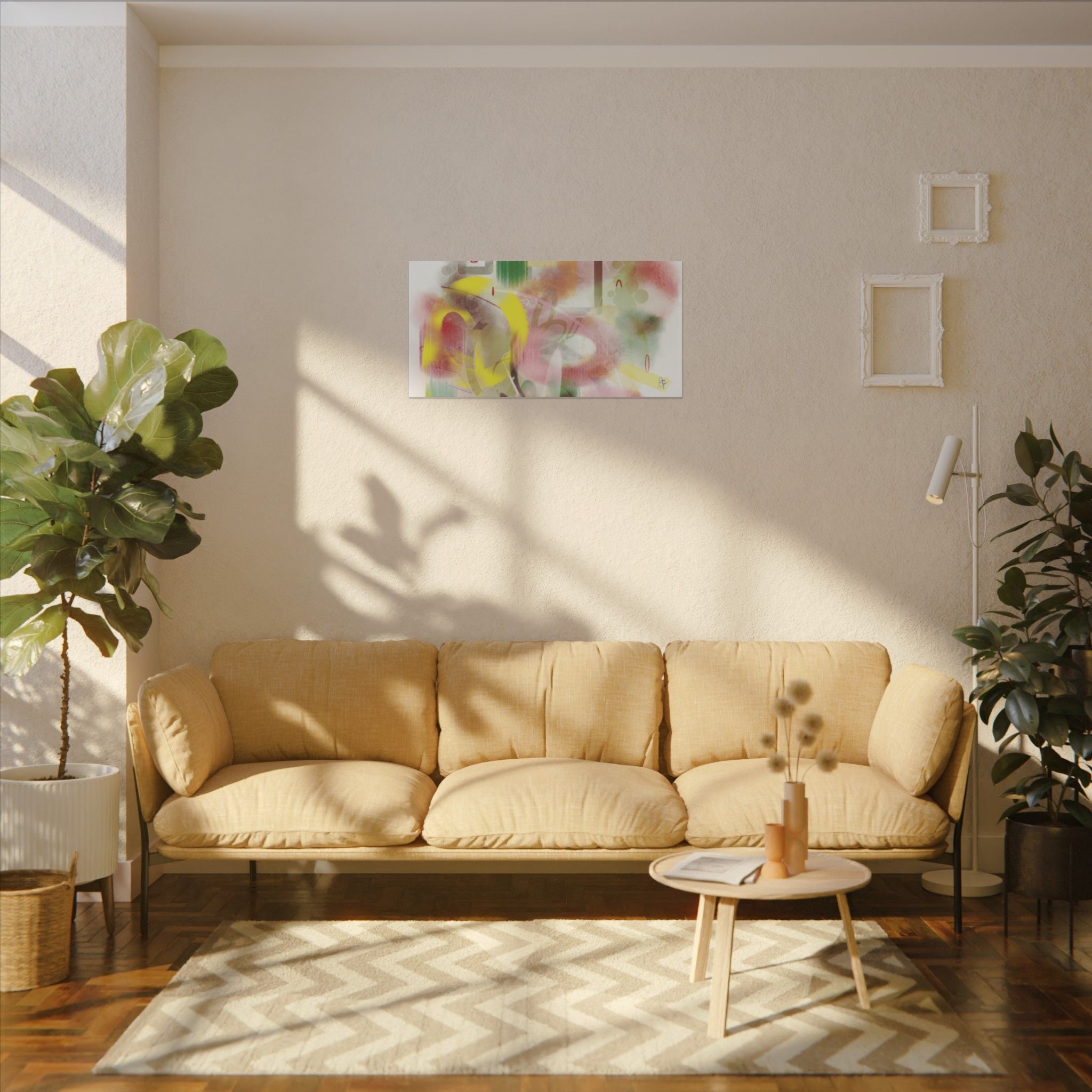 Abstract Color Burst Matte Canvas Wall Art — Green-Edged Stretched Print