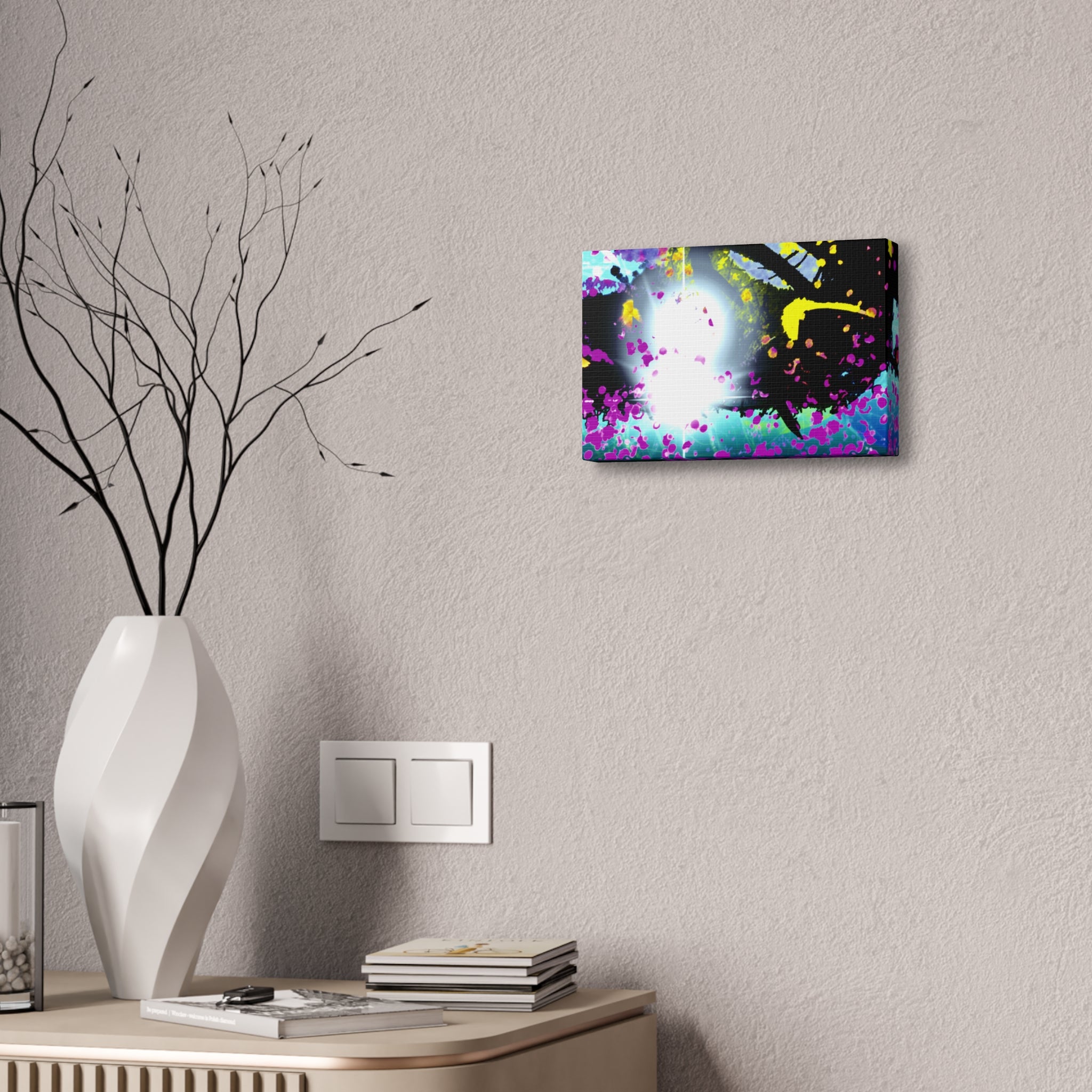 Abstract Neon Splash Canvas Print — Vibrant Galaxy-Inspired Wall Art (Stretched 1.5")