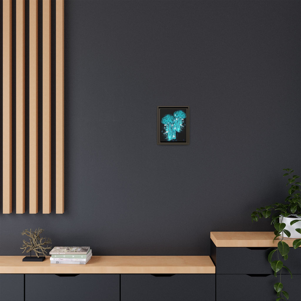 Glowing Jellyfish Art Print — Framed Matte Canvas